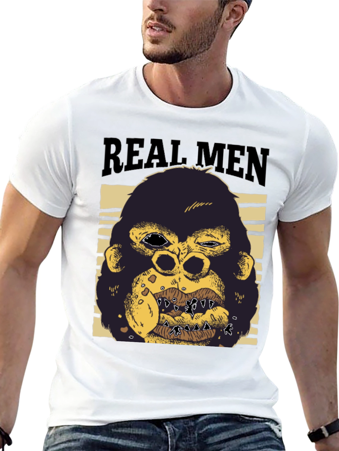 Real Men Gorilla Graphic T-Shirt - Black