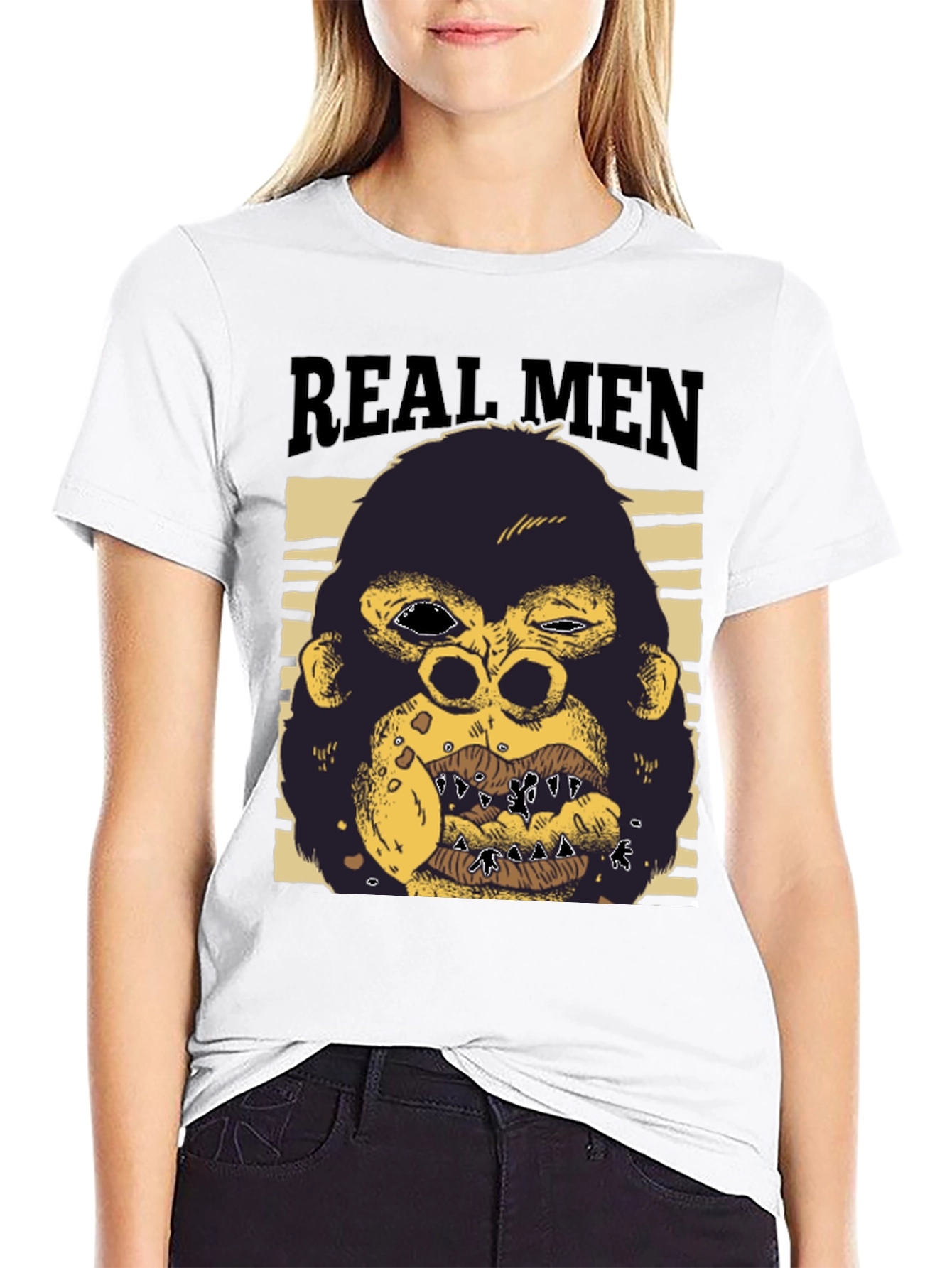 Real Men Gorilla Graphic T-Shirt - Black