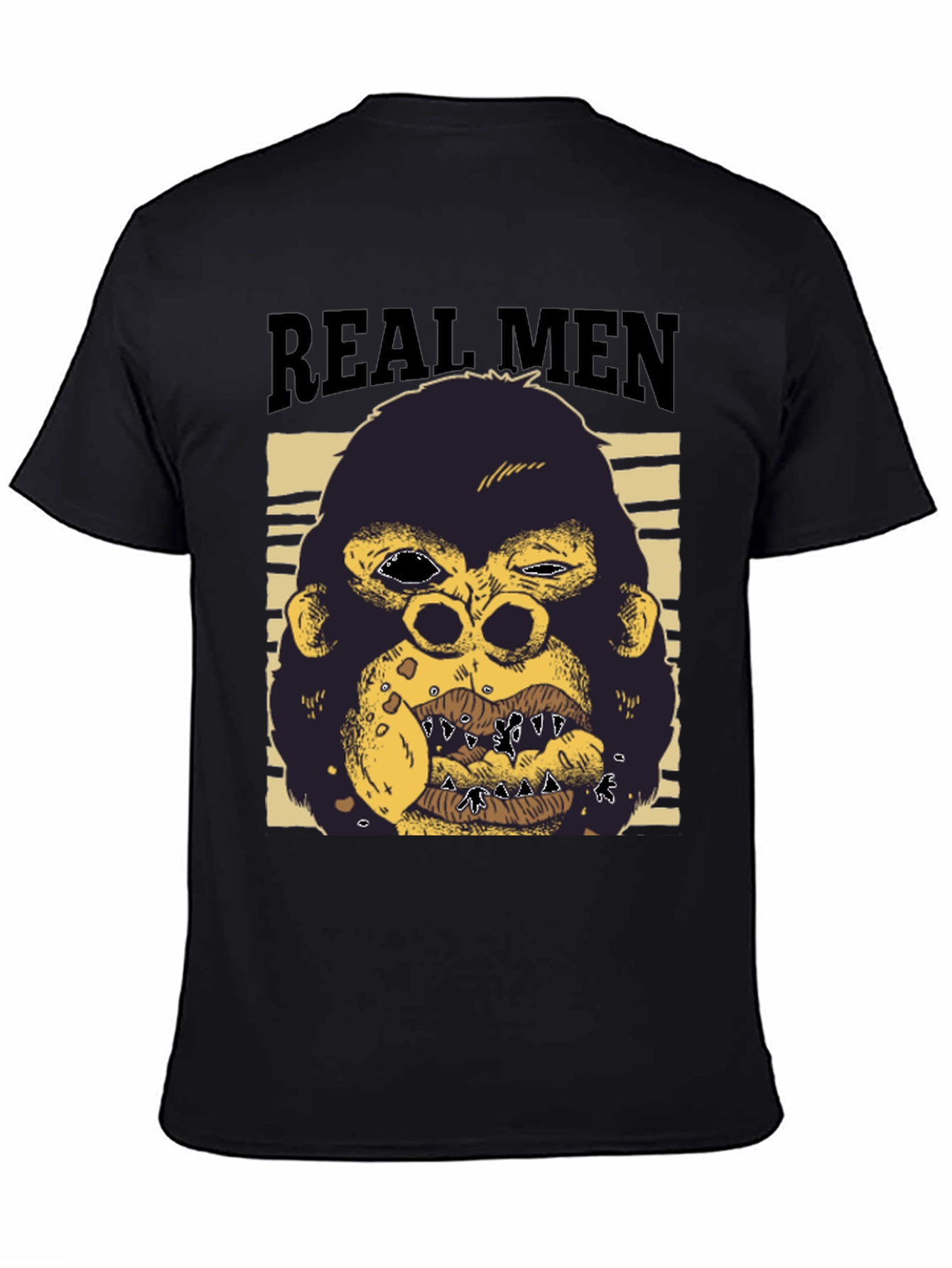Real Men Gorilla Graphic T-Shirt - Black