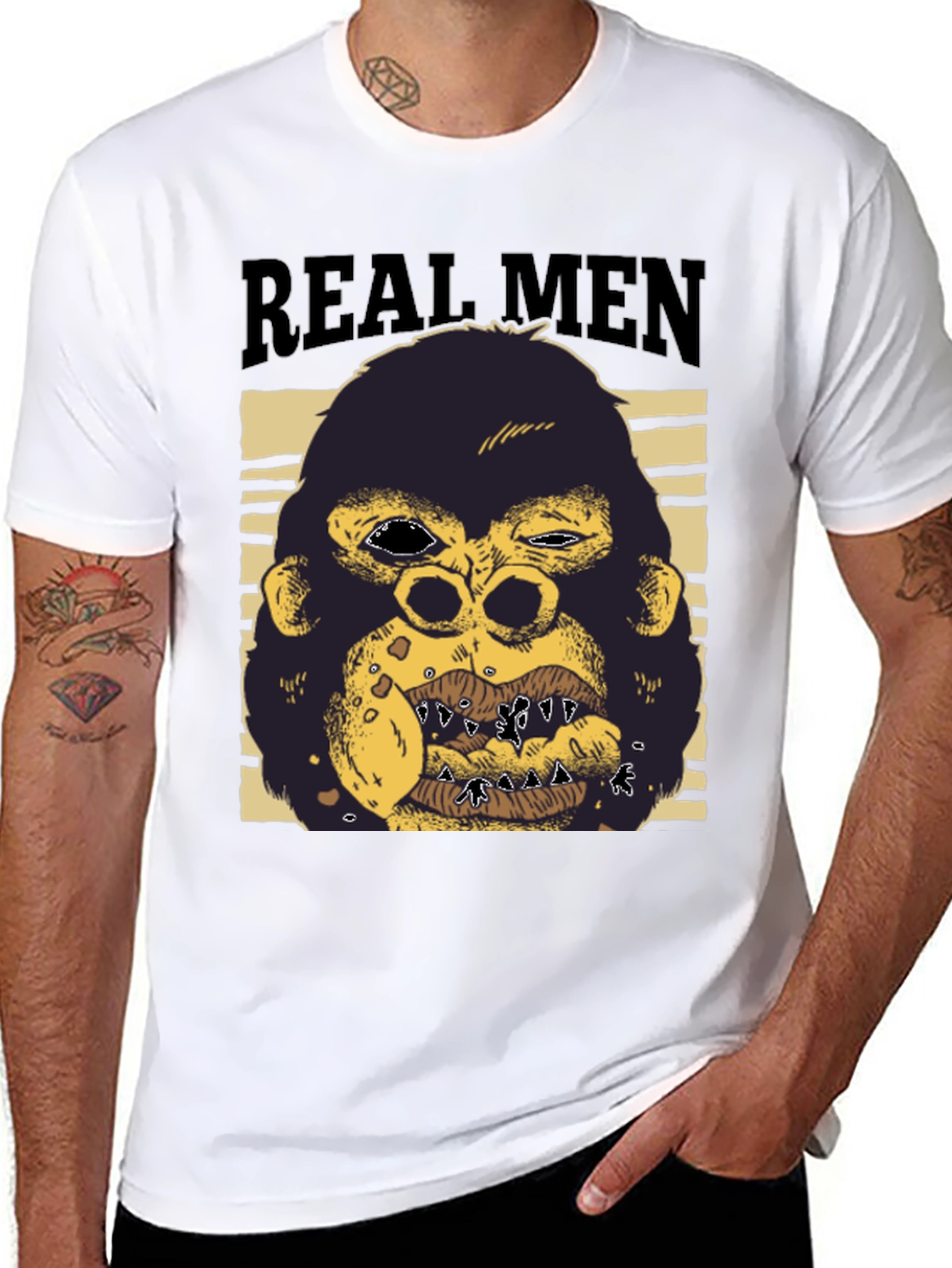 Real Men Gorilla Graphic T-Shirt - Black