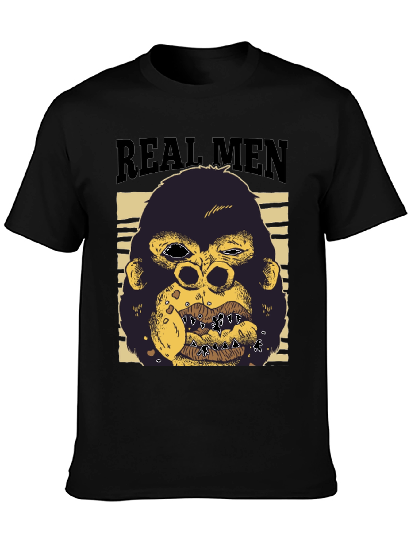 Real Men Gorilla Graphic T-Shirt - Black
