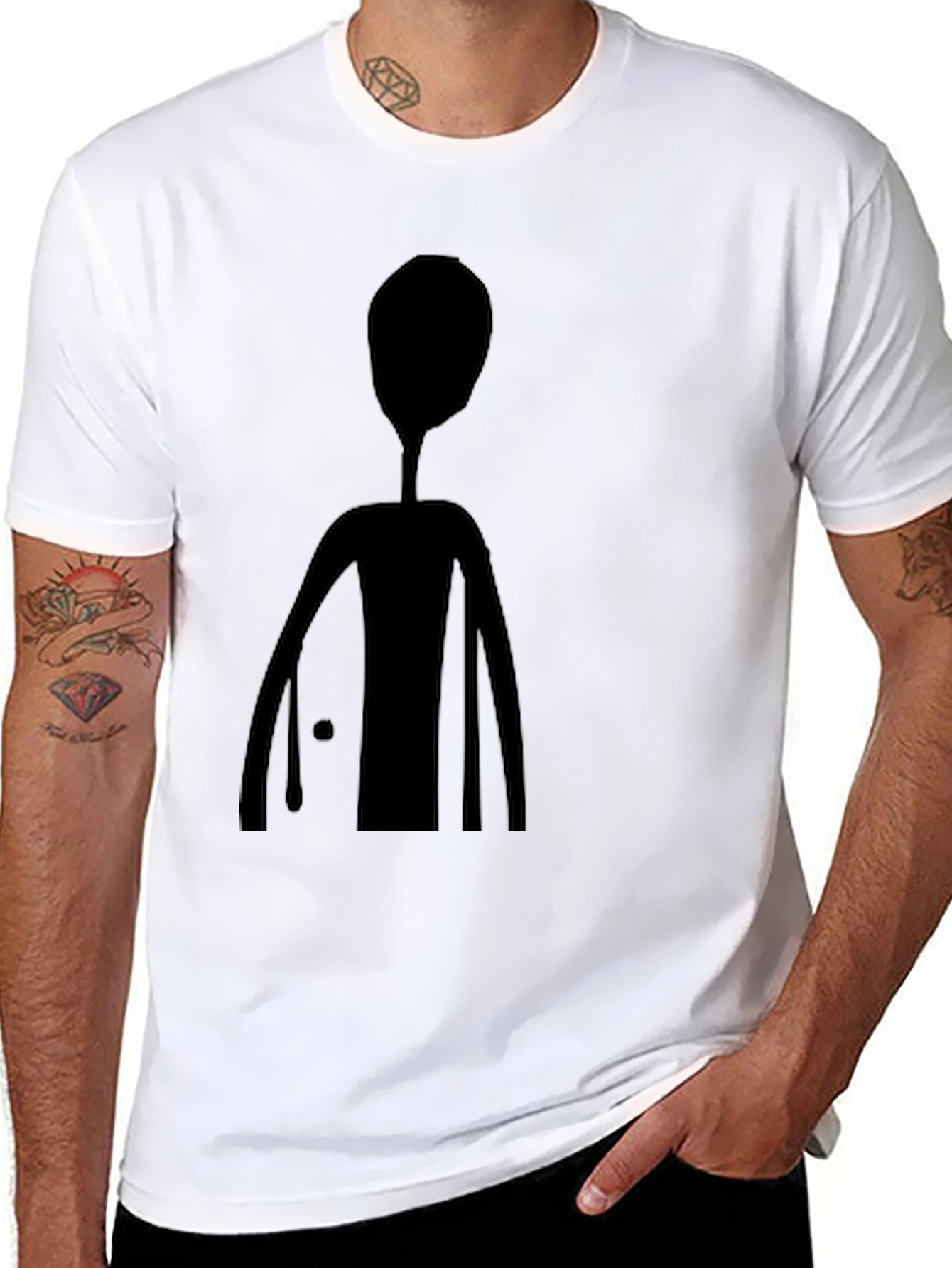 Mens Black T-Shirt with Alien Graphic