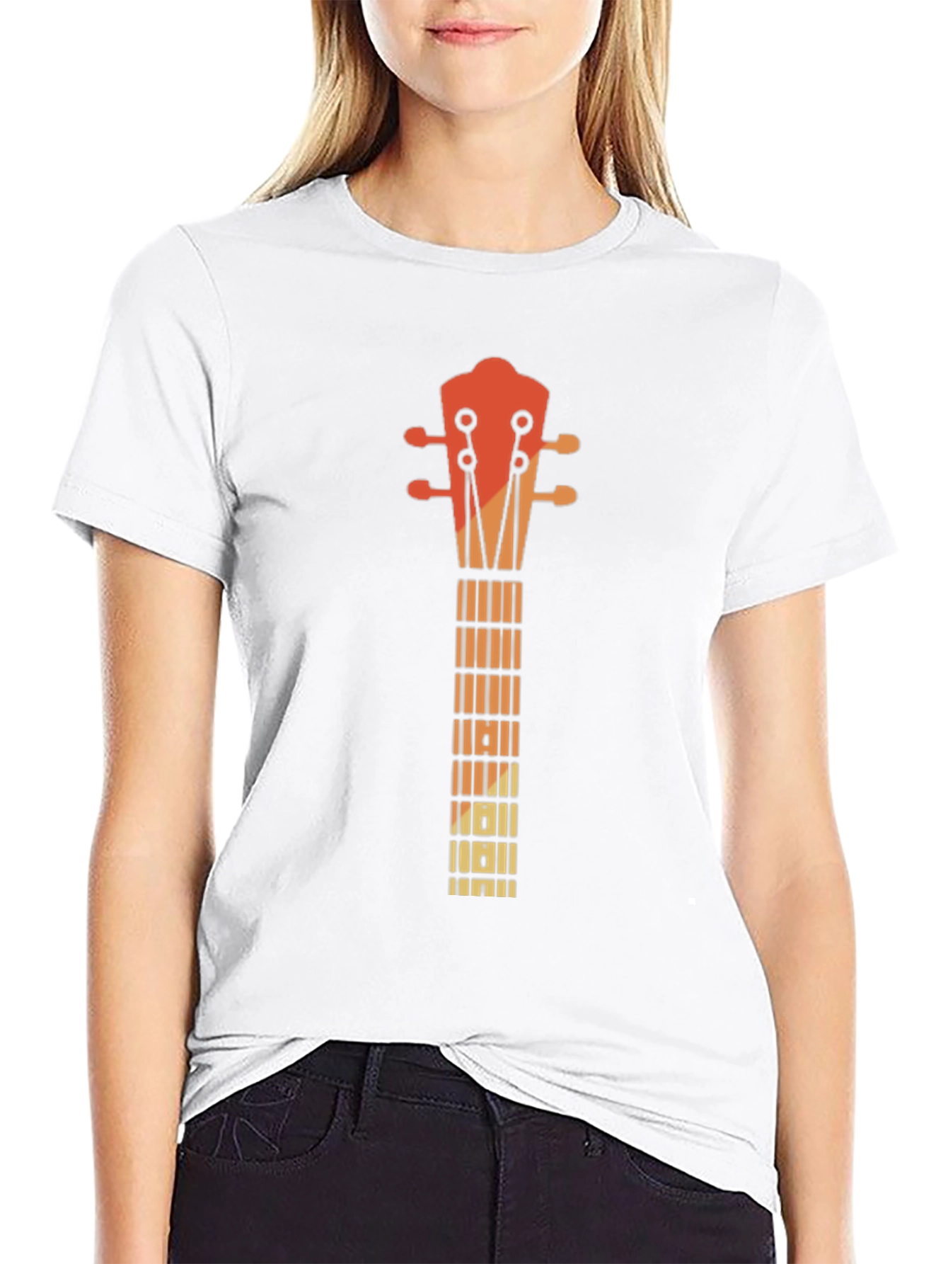 Retro Guitar Neck Graphic Tee - Music Lovers T-Shirt