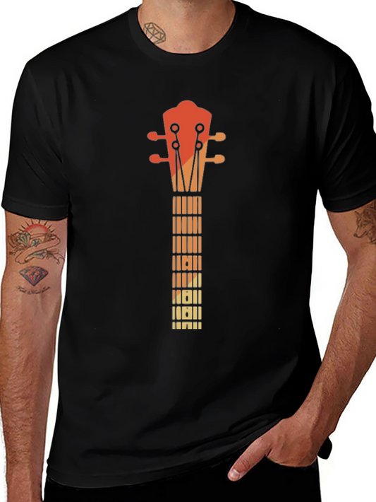 Retro Guitar Neck Graphic Tee - Music Lovers T-Shirt
