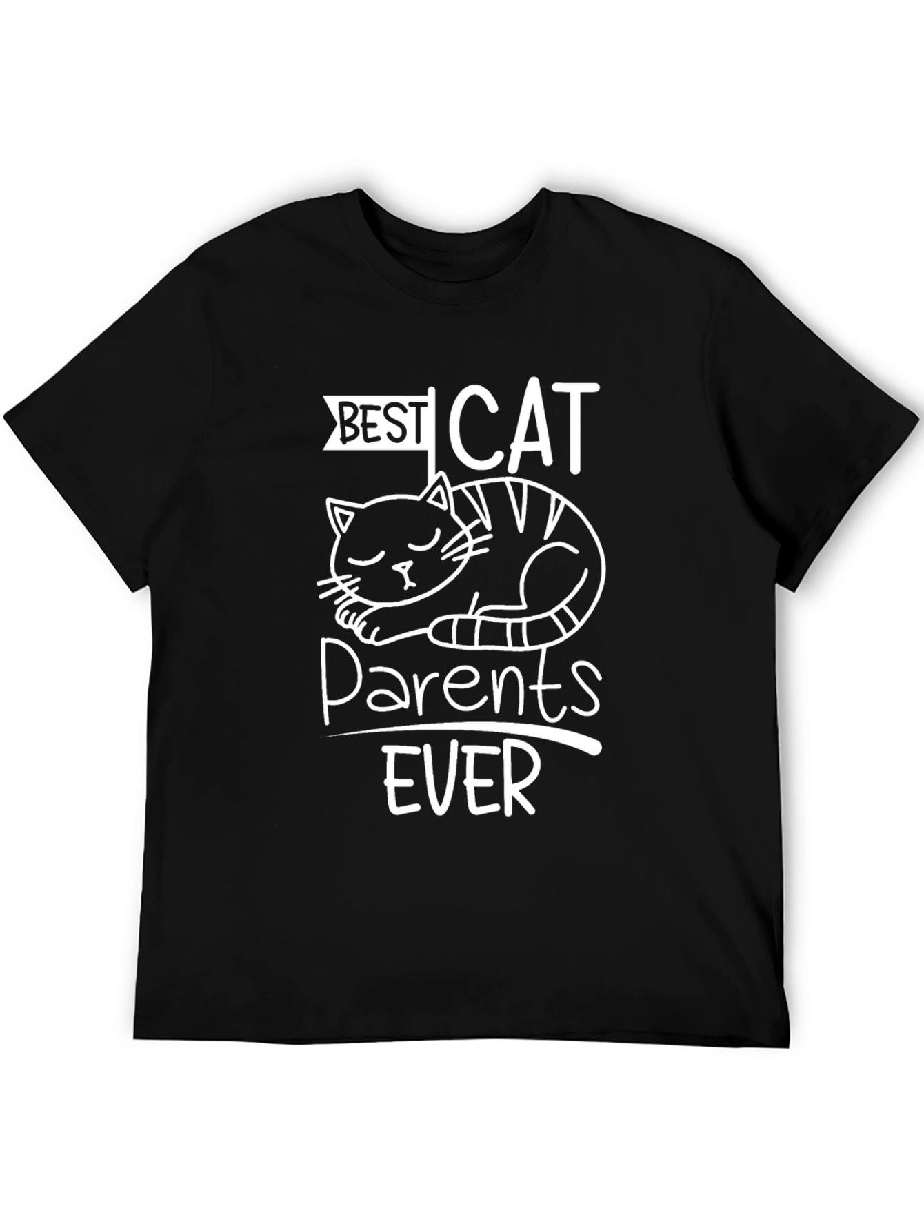 Best Cat Parents Ever Black Graphic T-Shirt