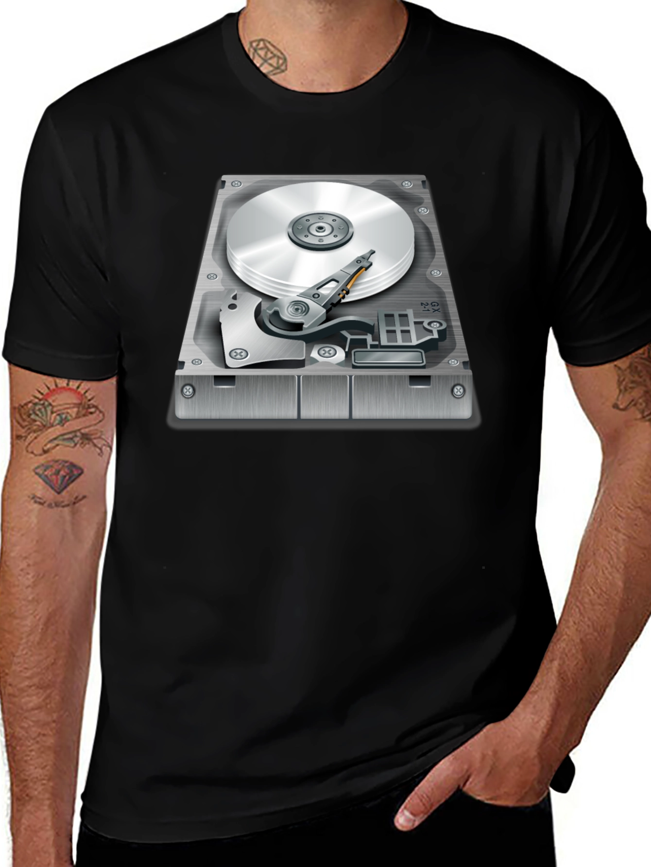 Hard Drive Graphic T-Shirt - Techie Style
