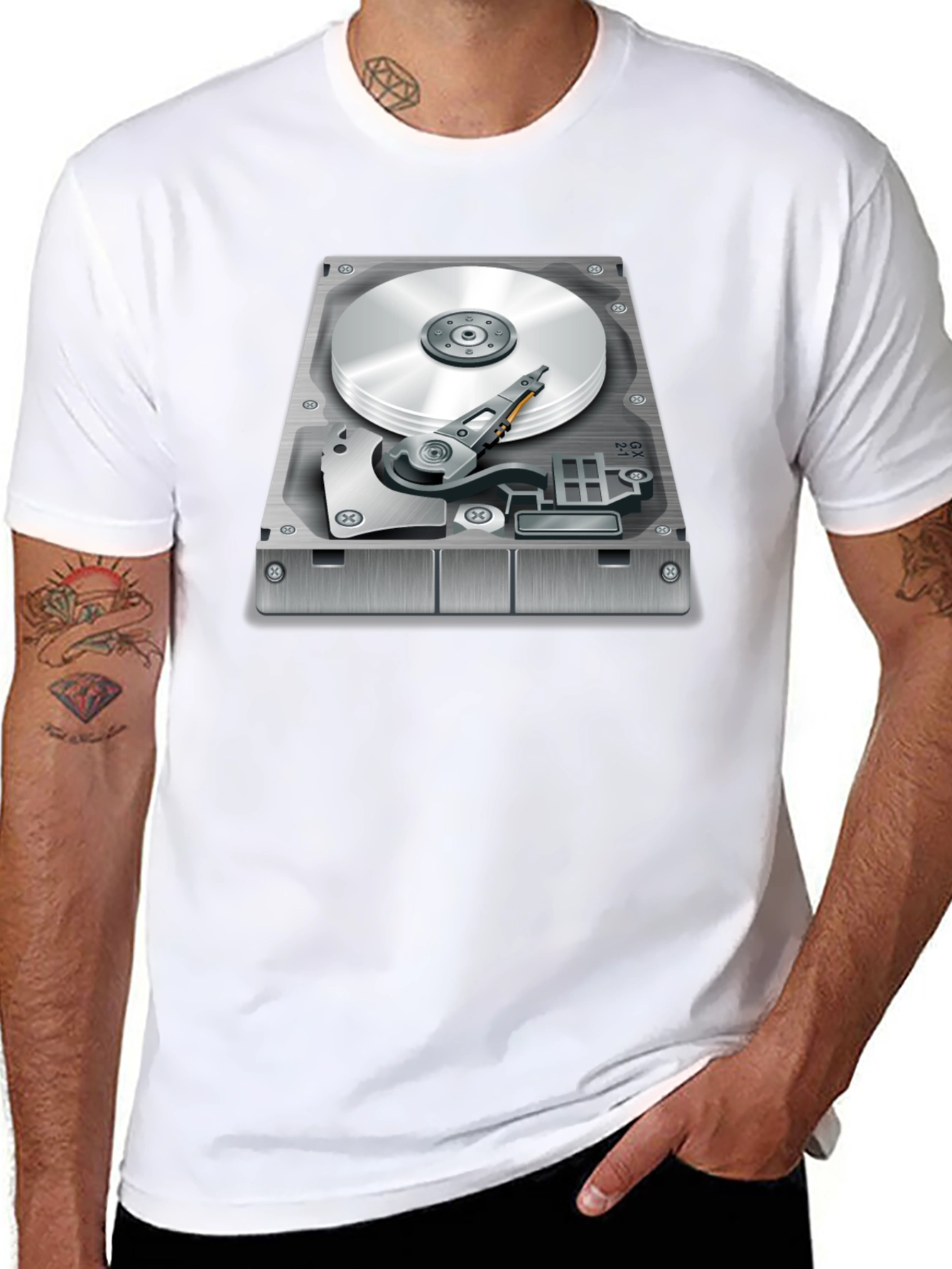 Hard Drive Graphic T-Shirt - Techie Style