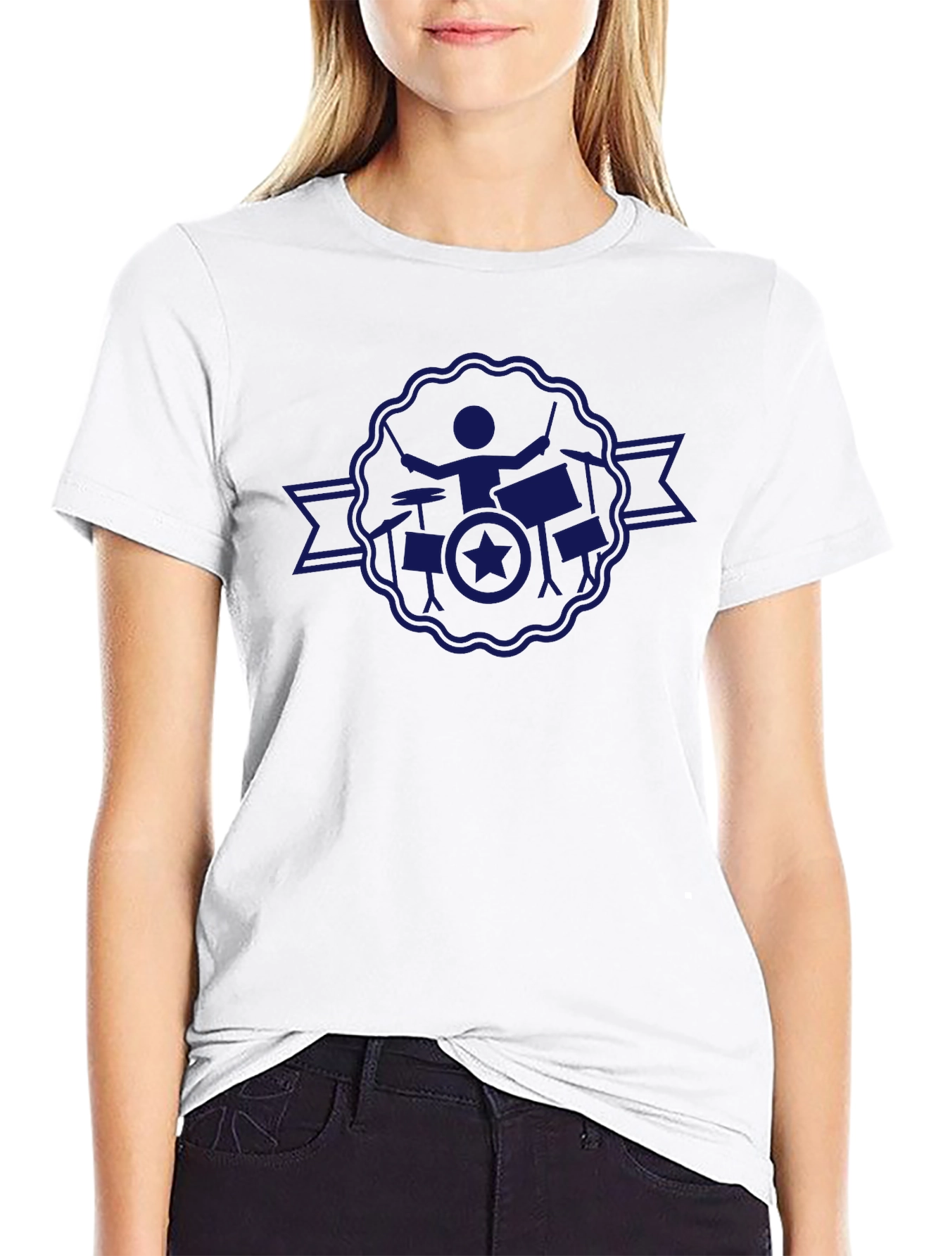 Drummer Star Badge Black T-Shirt
