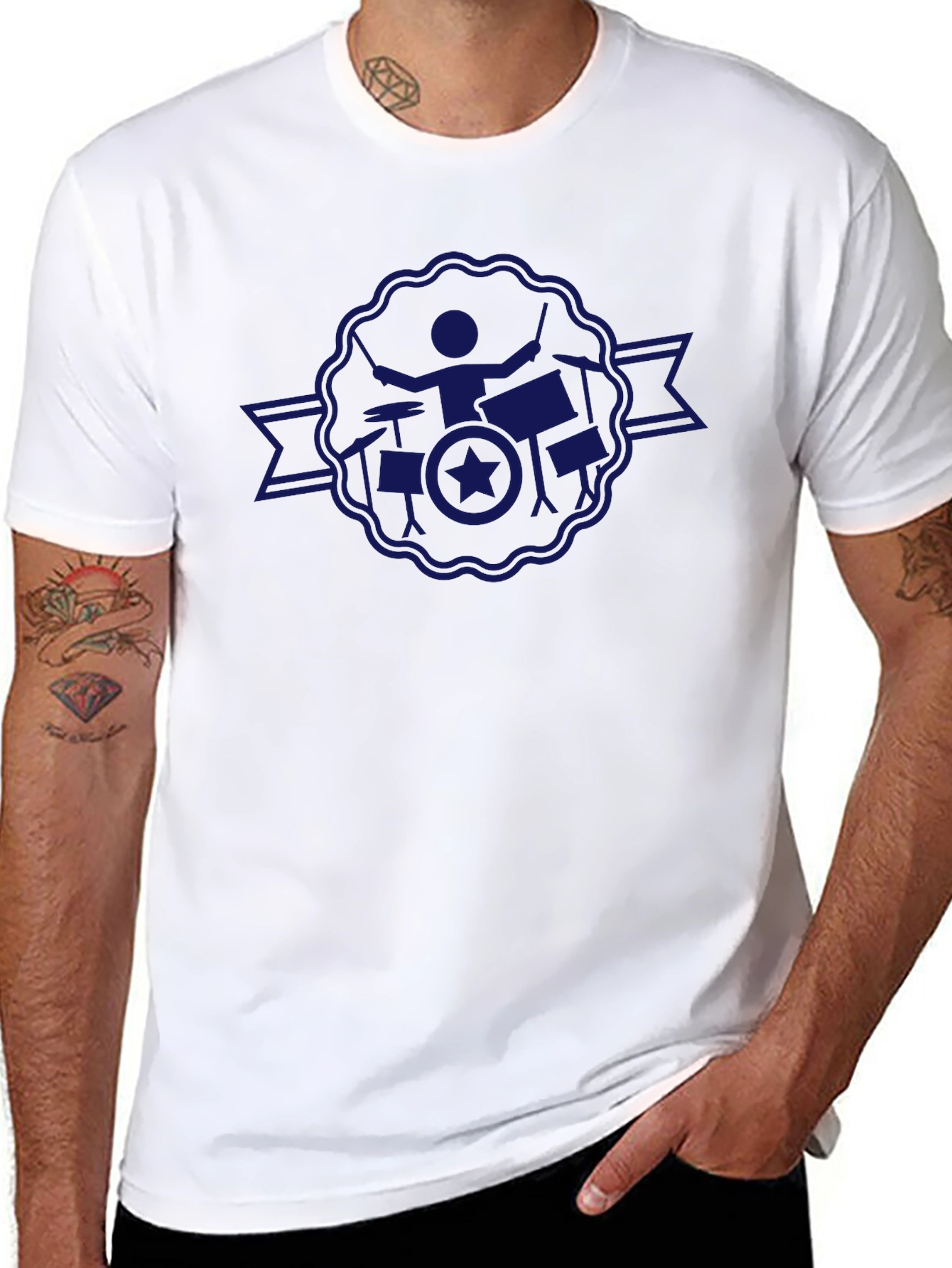 Drummer Star Badge Black T-Shirt