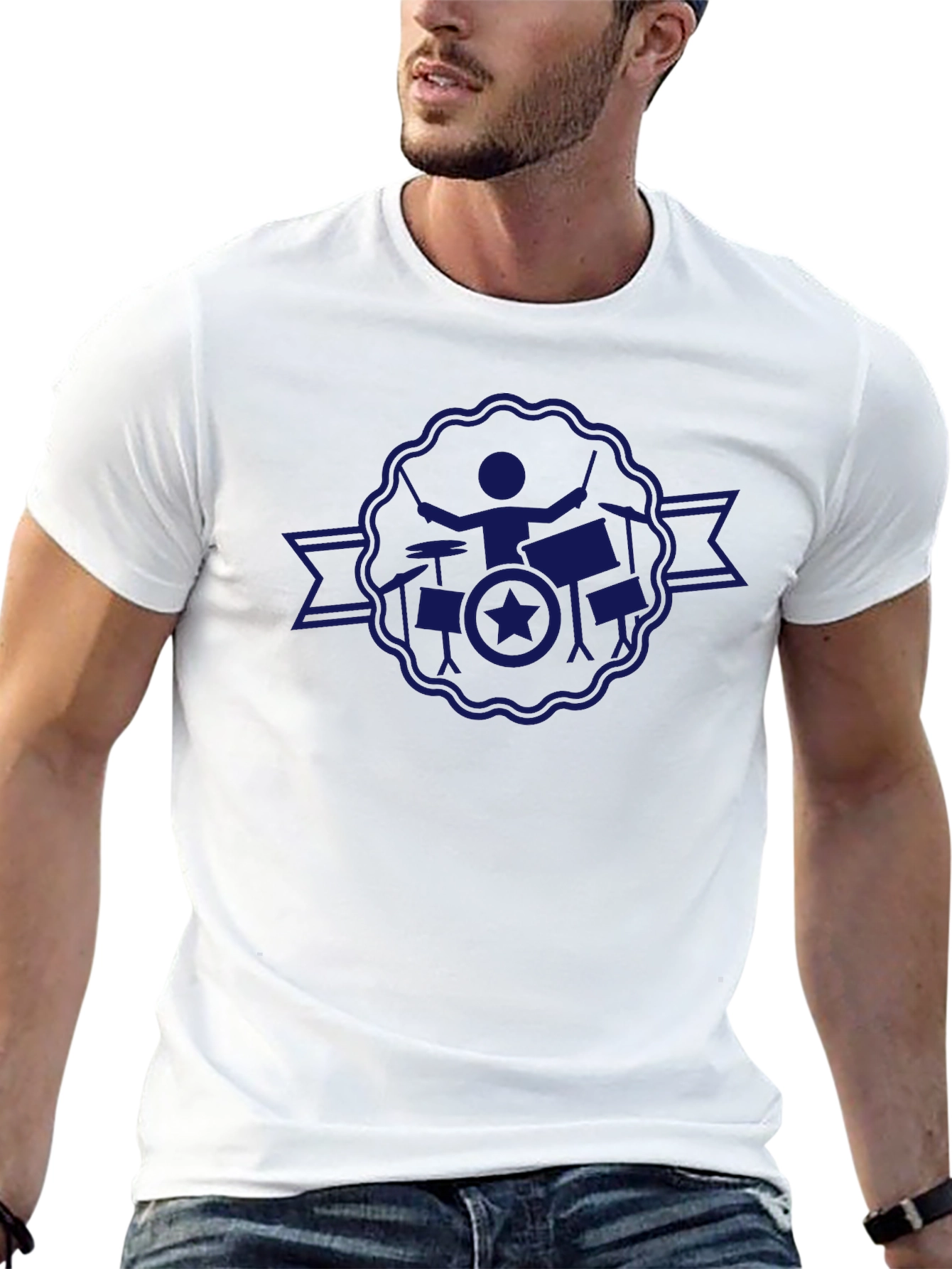 Drummer Star Badge Black T-Shirt