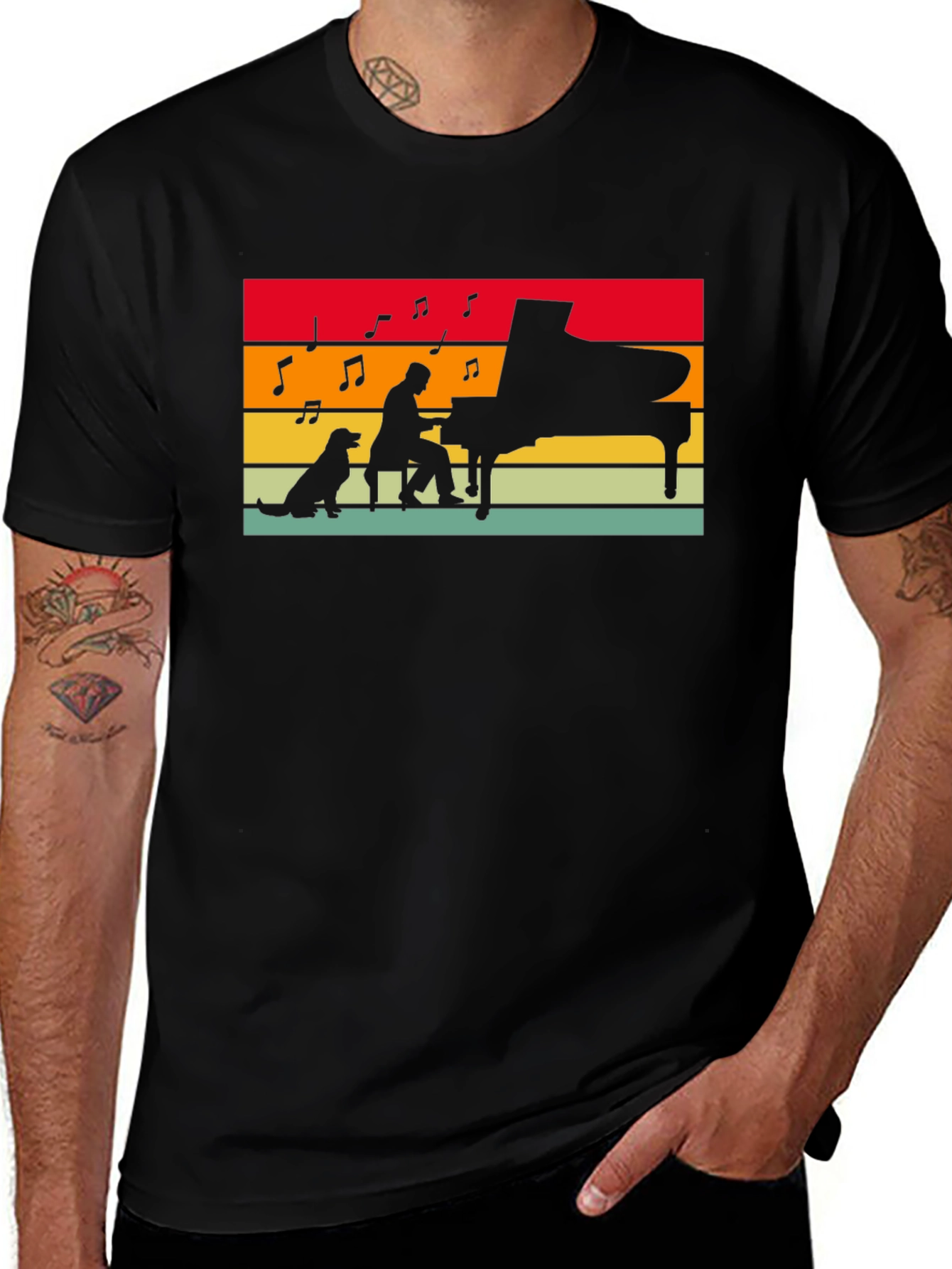 Piano Player & Dog Silhouette Tee