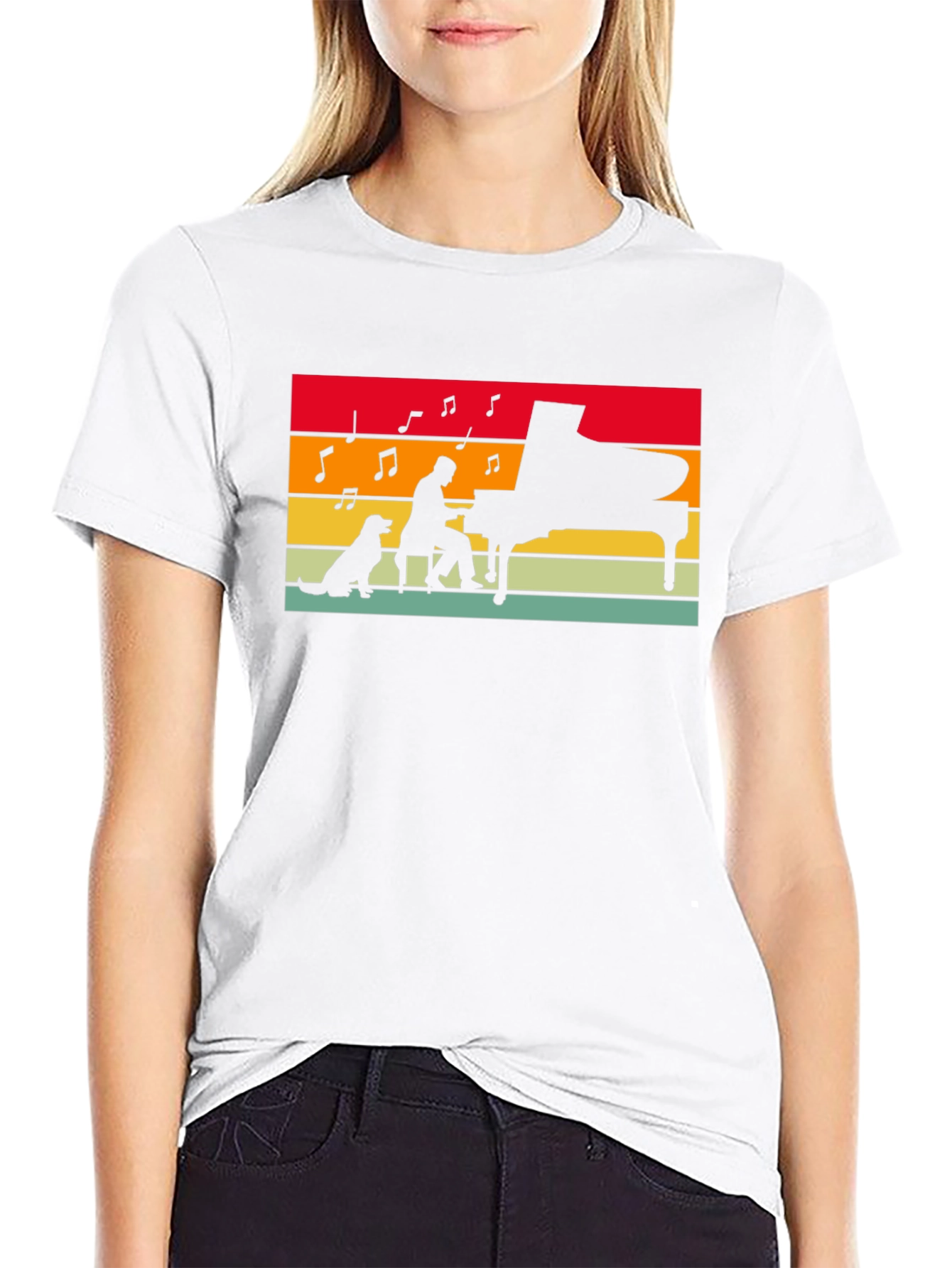 Piano Player & Dog Silhouette Tee