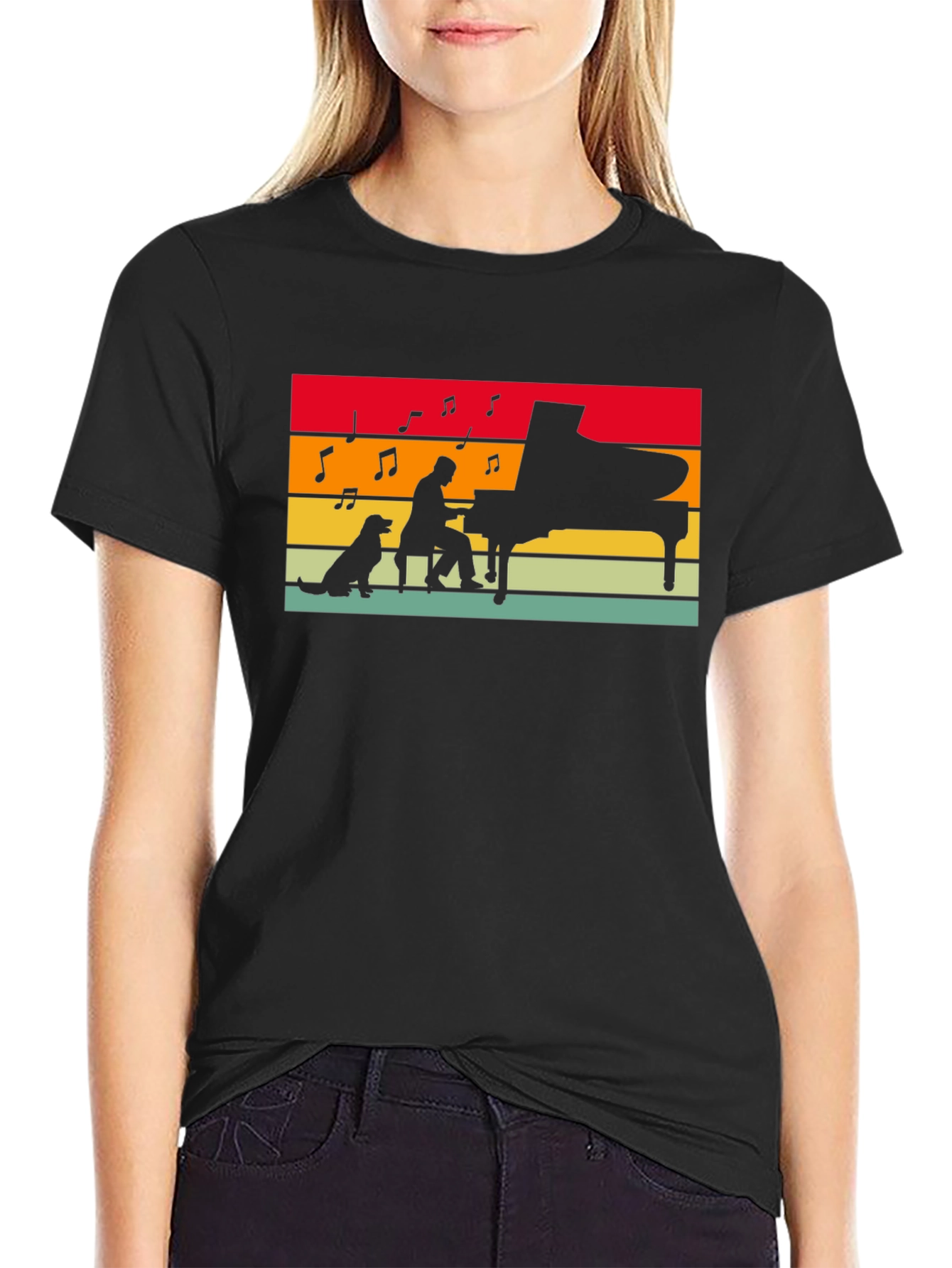 Piano Player & Dog Silhouette Tee