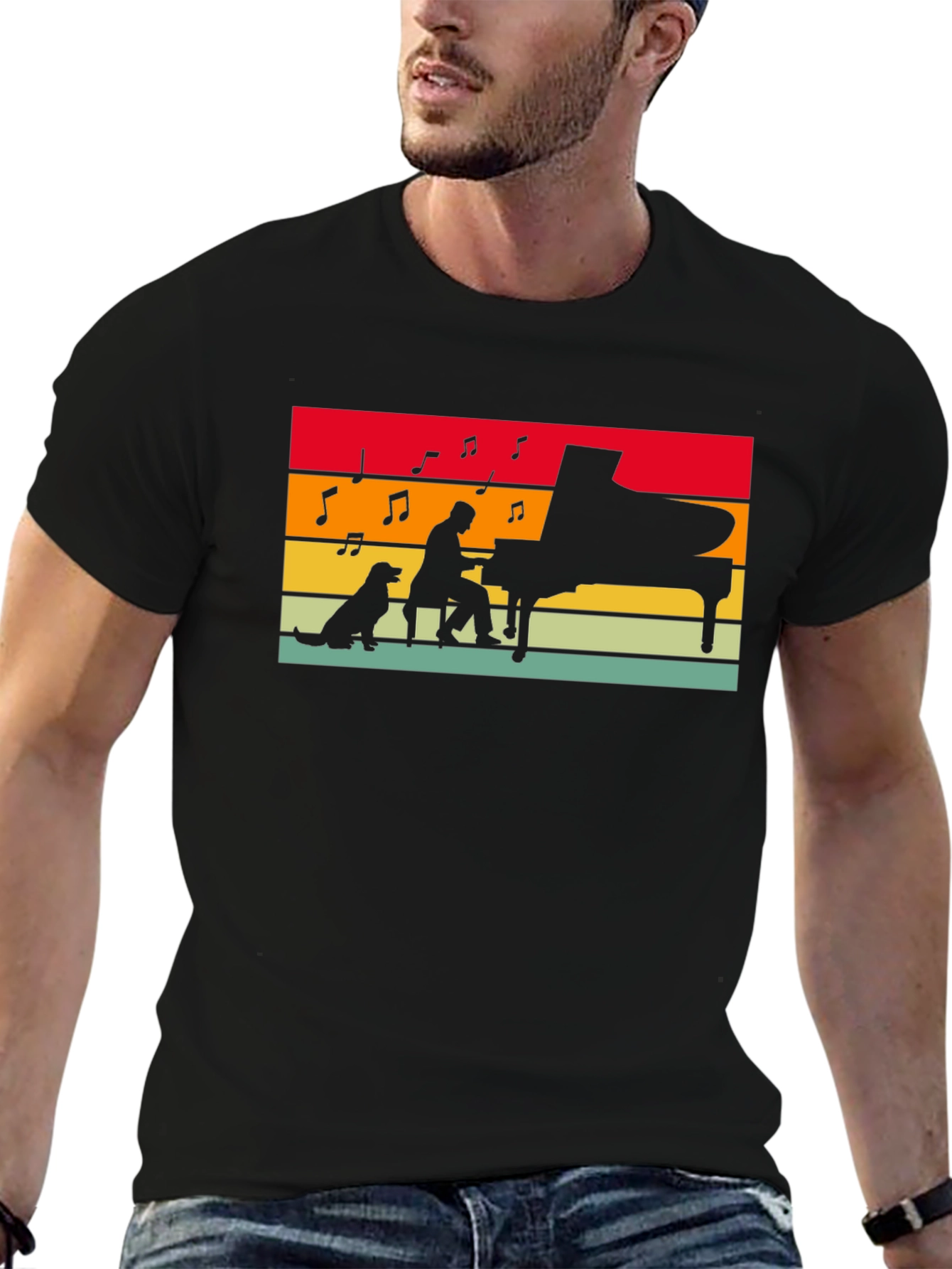 Piano Player & Dog Silhouette Tee