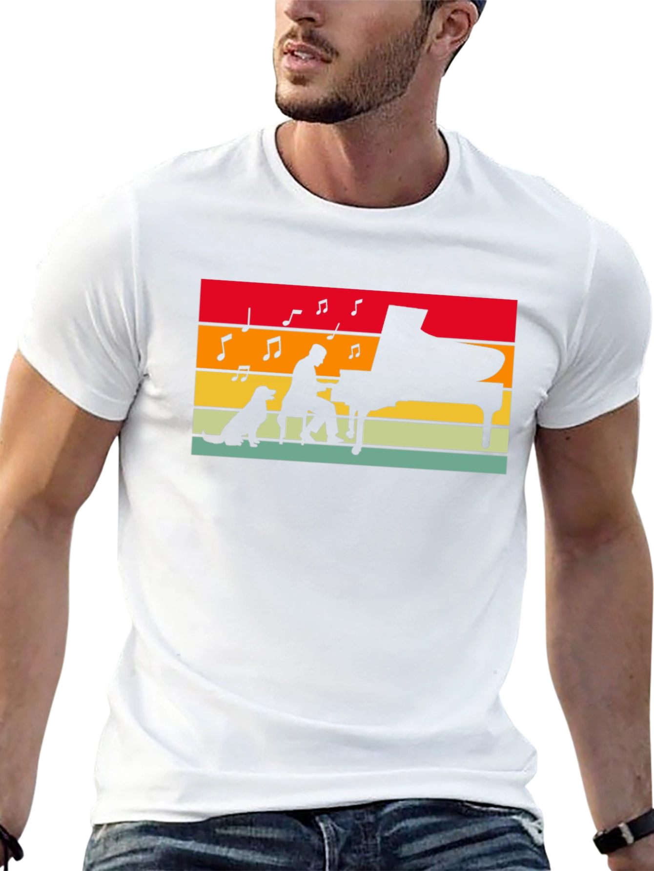 Piano Player & Dog Silhouette Tee