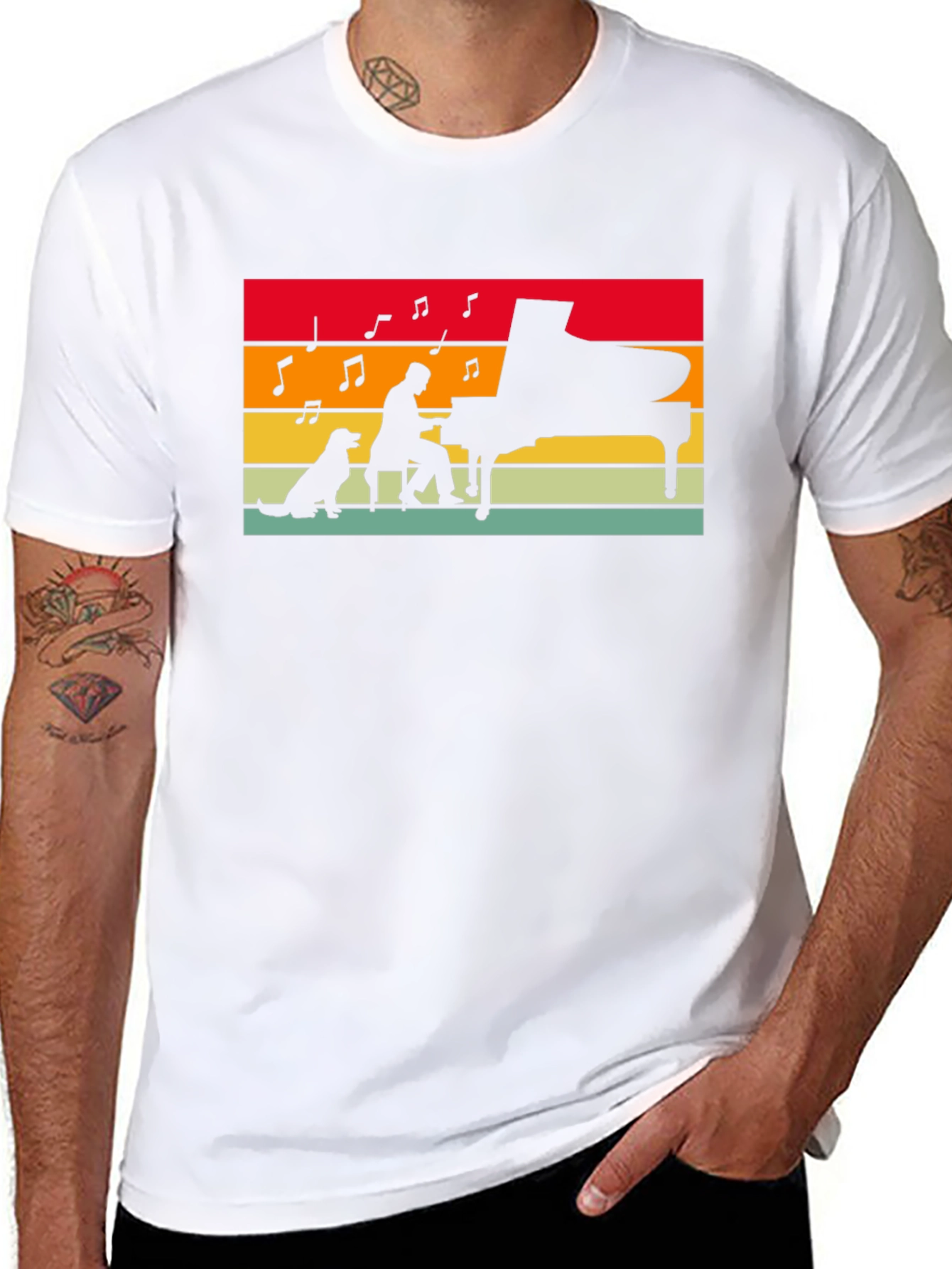 Piano Player & Dog Silhouette Tee