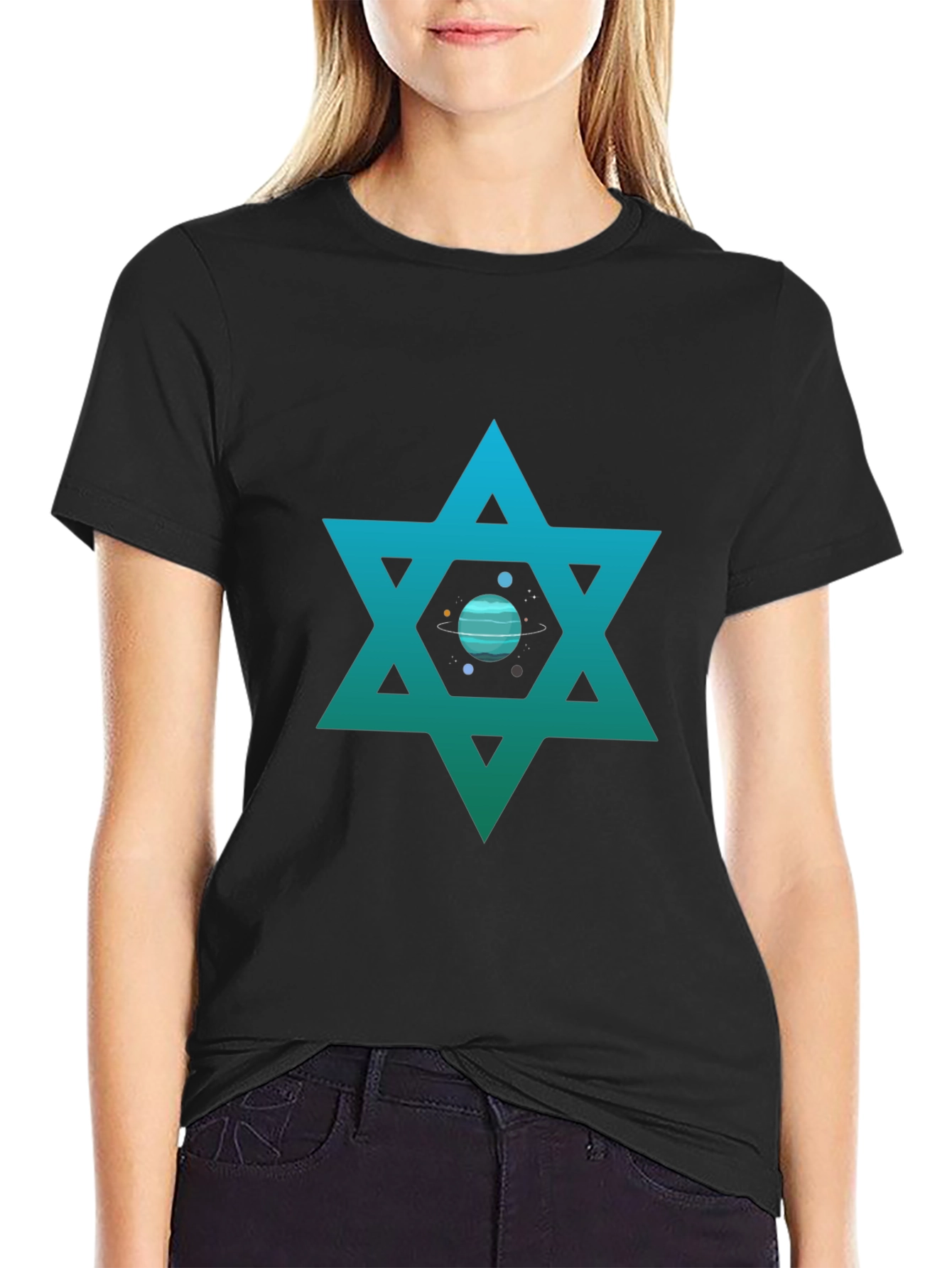 Star of David Planet Graphic T-Shirt