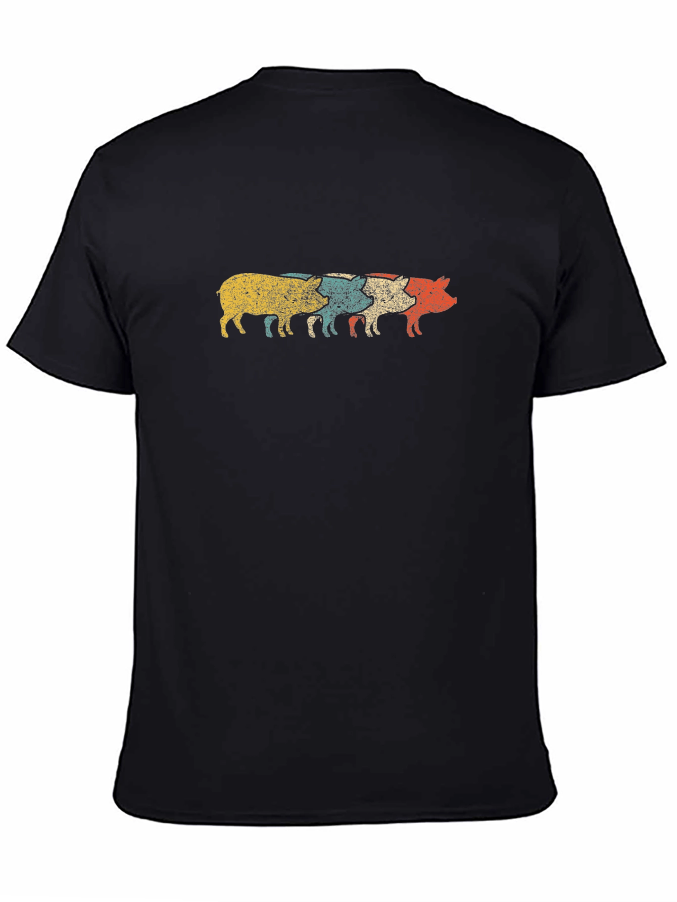 Retro Pig Parade Black T-Shirt