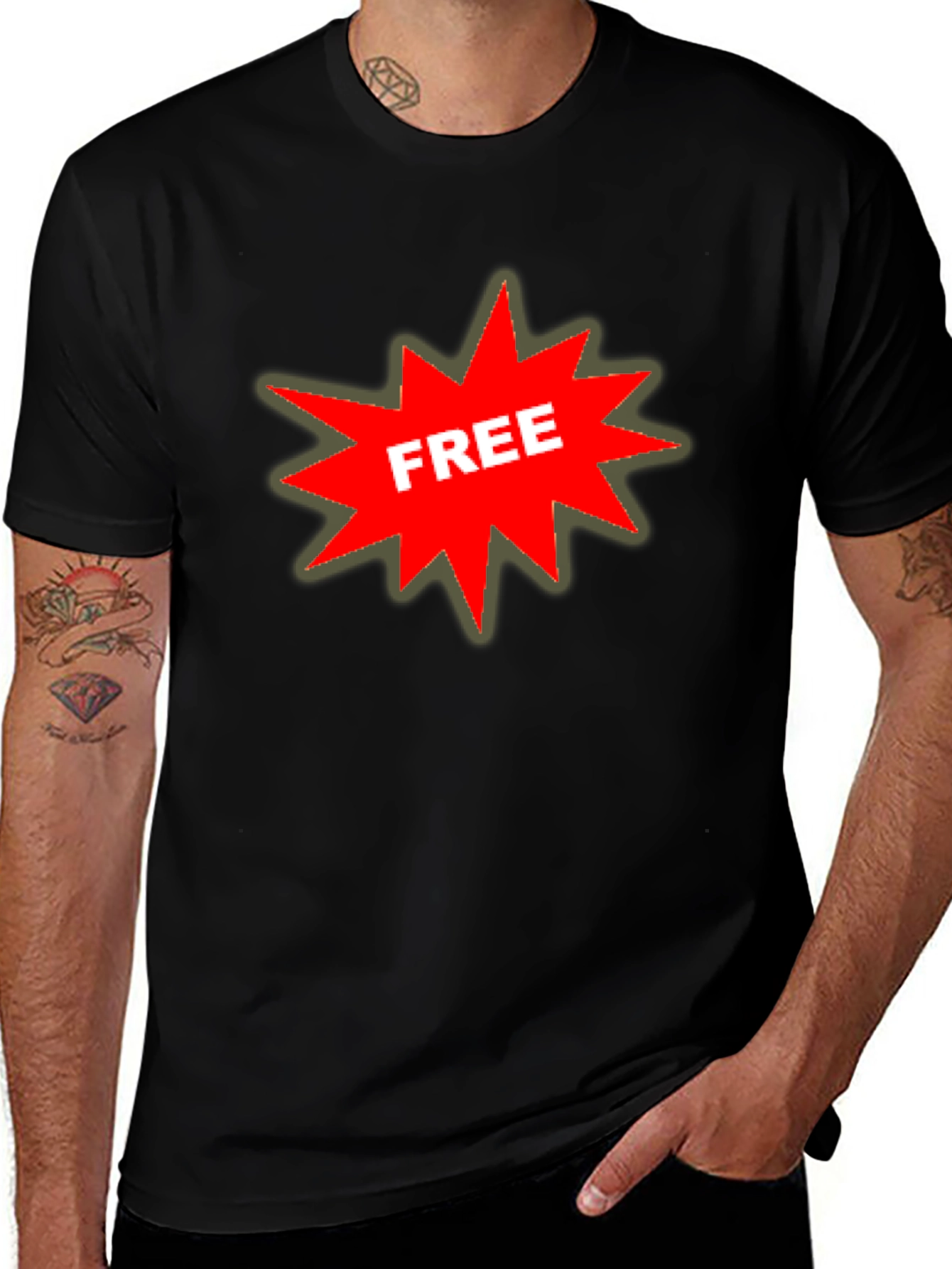 Mens Black T-Shirt with FREE Starburst Graphic