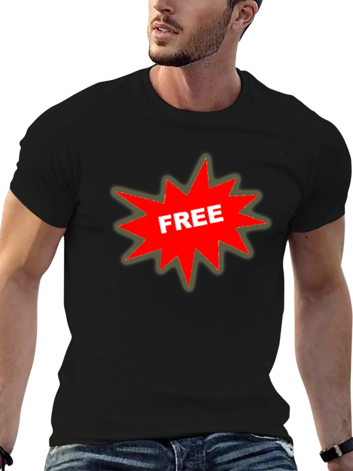 Mens Black T-Shirt with FREE Starburst Graphic