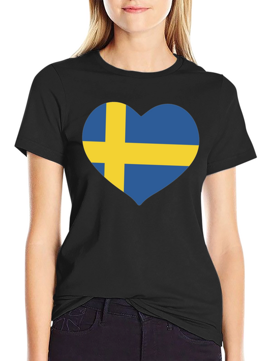 Swedish Flag Heart T-Shirt - Show Your Love for Sweden!