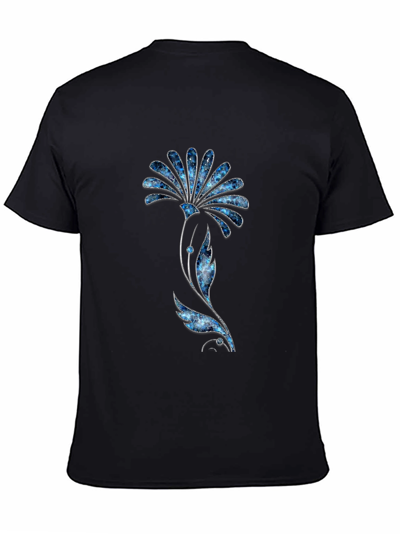 Galaxy Flower Print Black T-Shirt