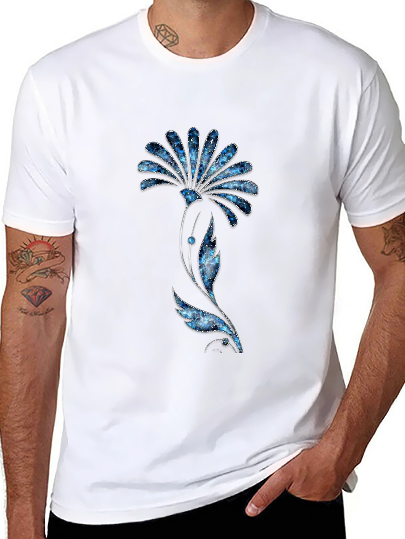 Galaxy Flower Print Black T-Shirt