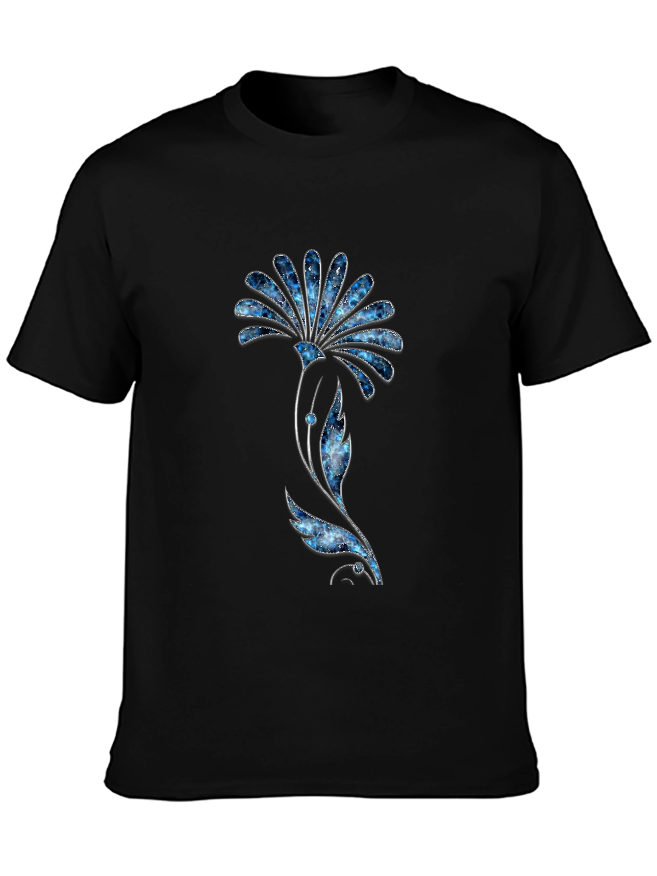 Galaxy Flower Print Black T-Shirt
