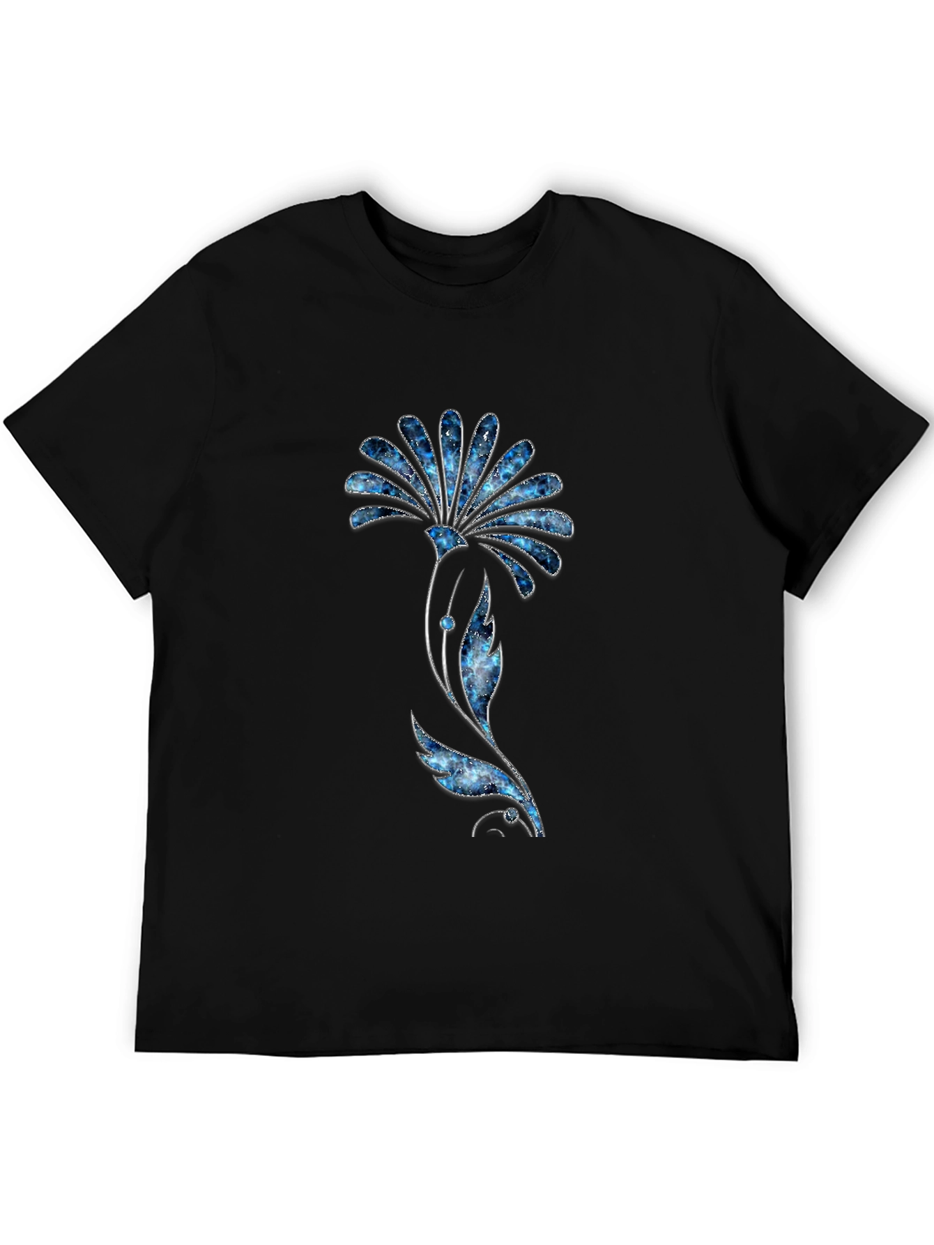 Galaxy Flower Print Black T-Shirt