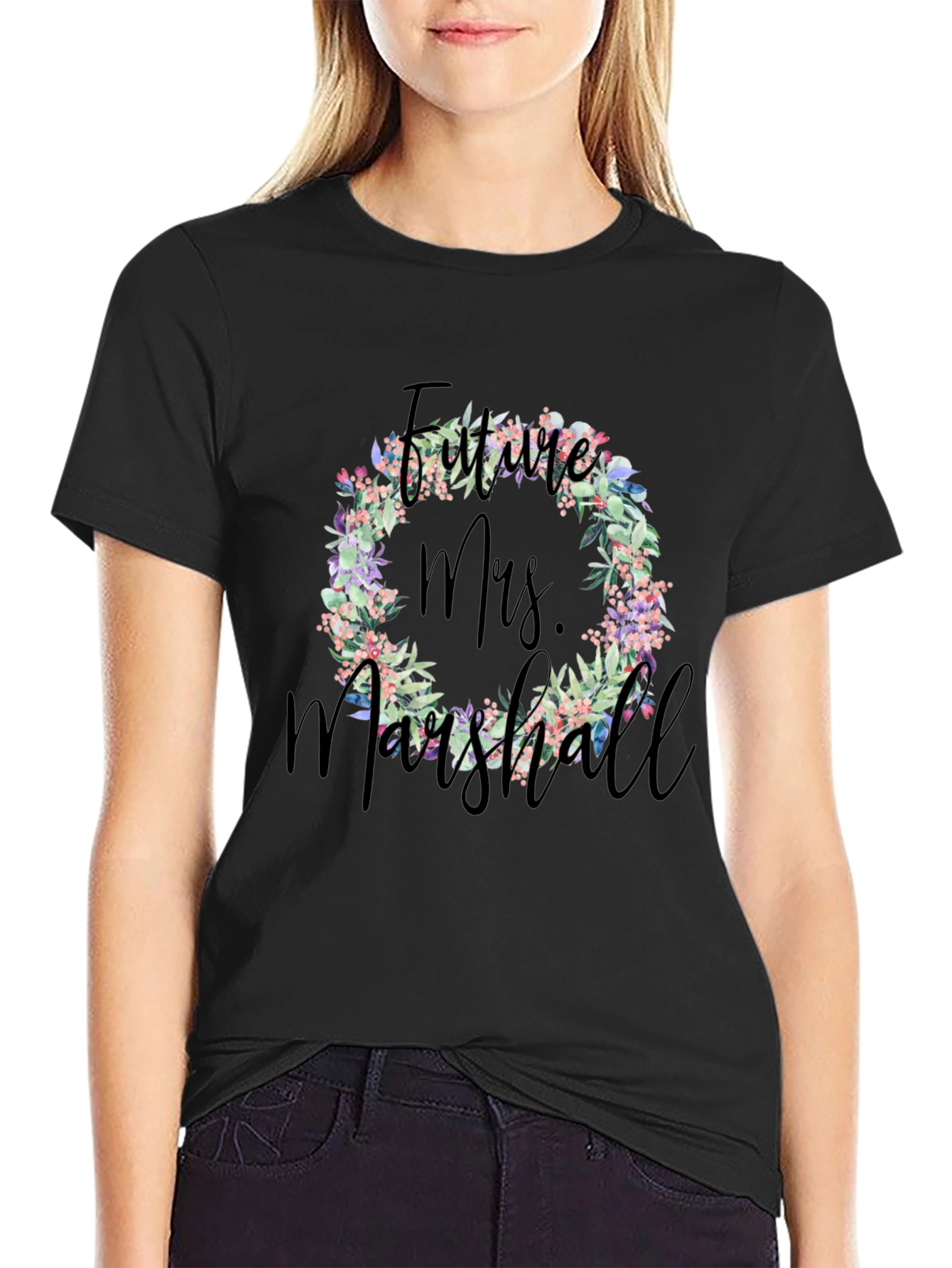 Future Mrs. Marshall Floral Wreath T-Shirt