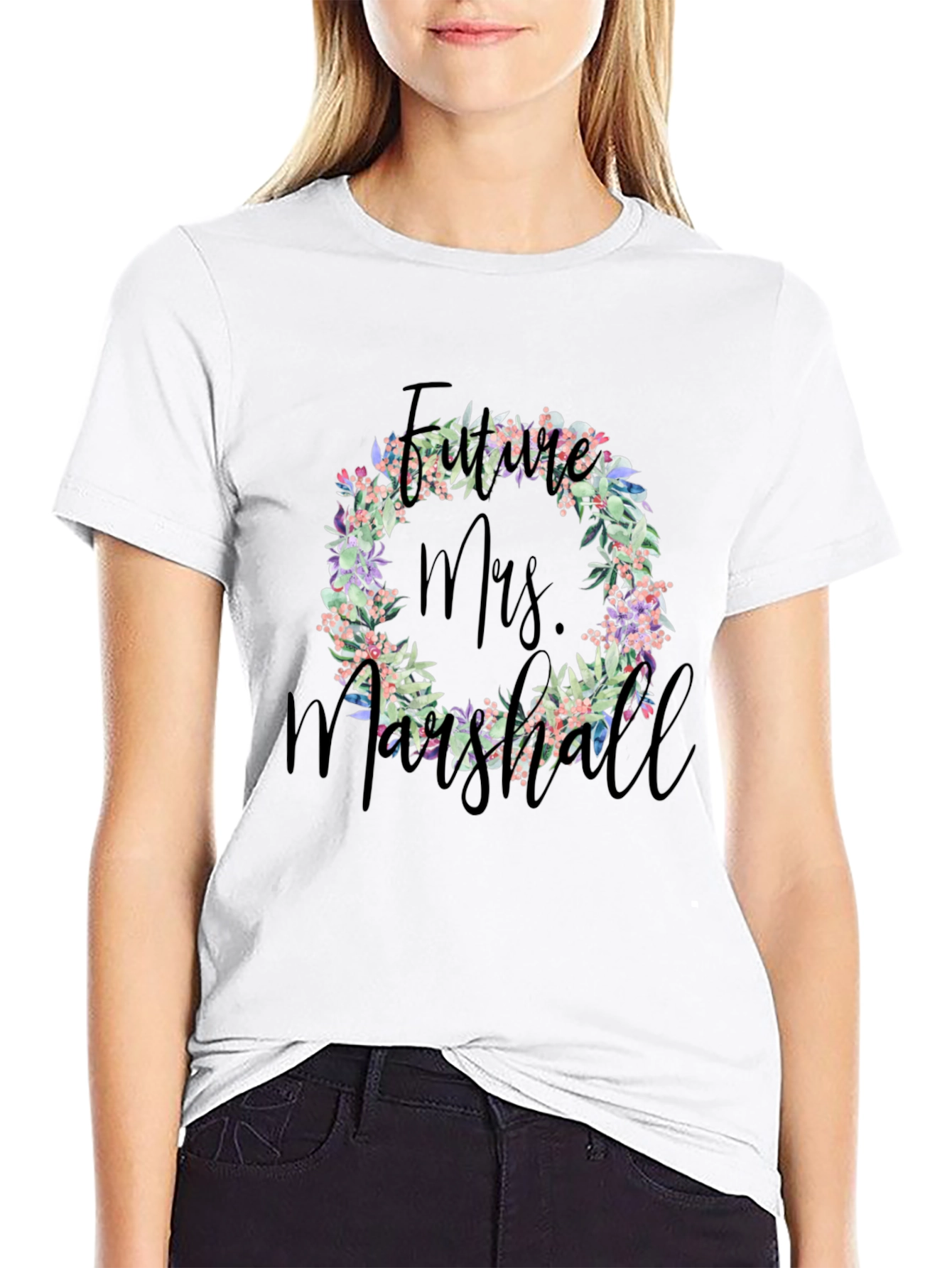 Future Mrs. Marshall Floral Wreath T-Shirt