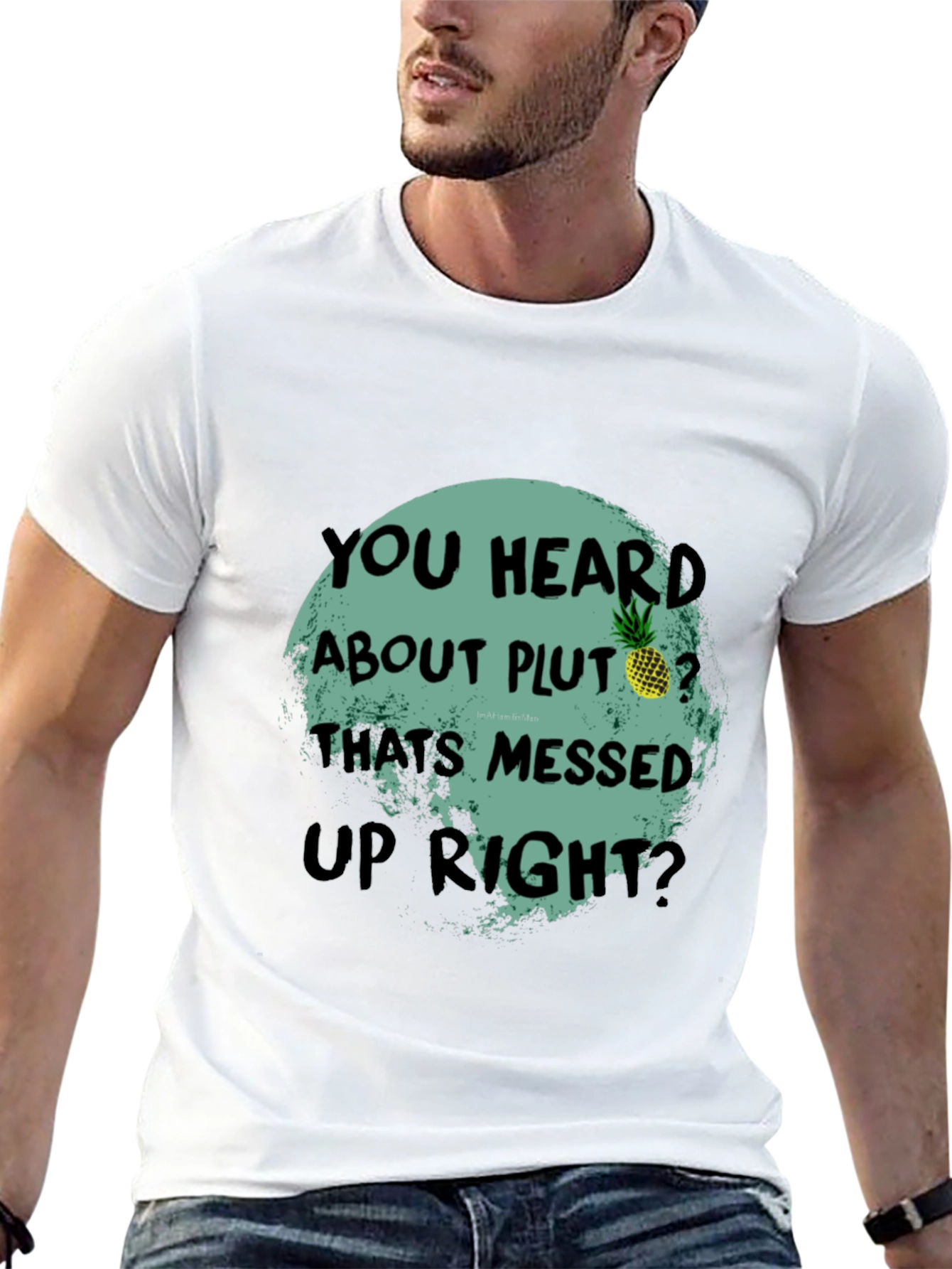 Funny Pluto Pineapple Graphic Tee - Unique Statement T-Shirt