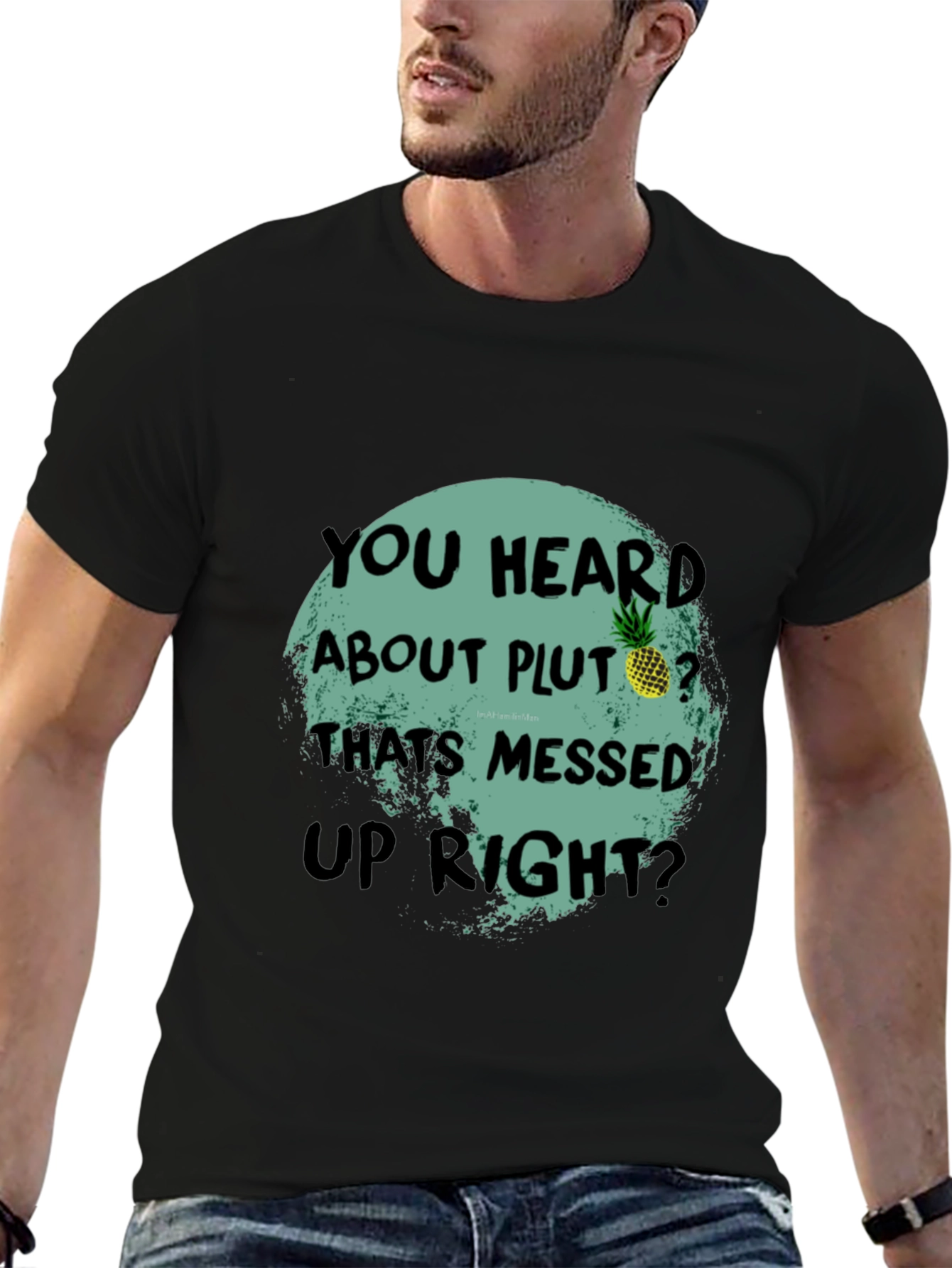 Funny Pluto Pineapple Graphic Tee - Unique Statement T-Shirt