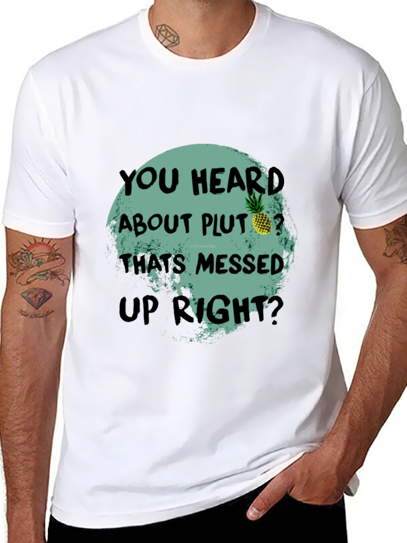 Funny Pluto Pineapple Graphic Tee - Unique Statement T-Shirt