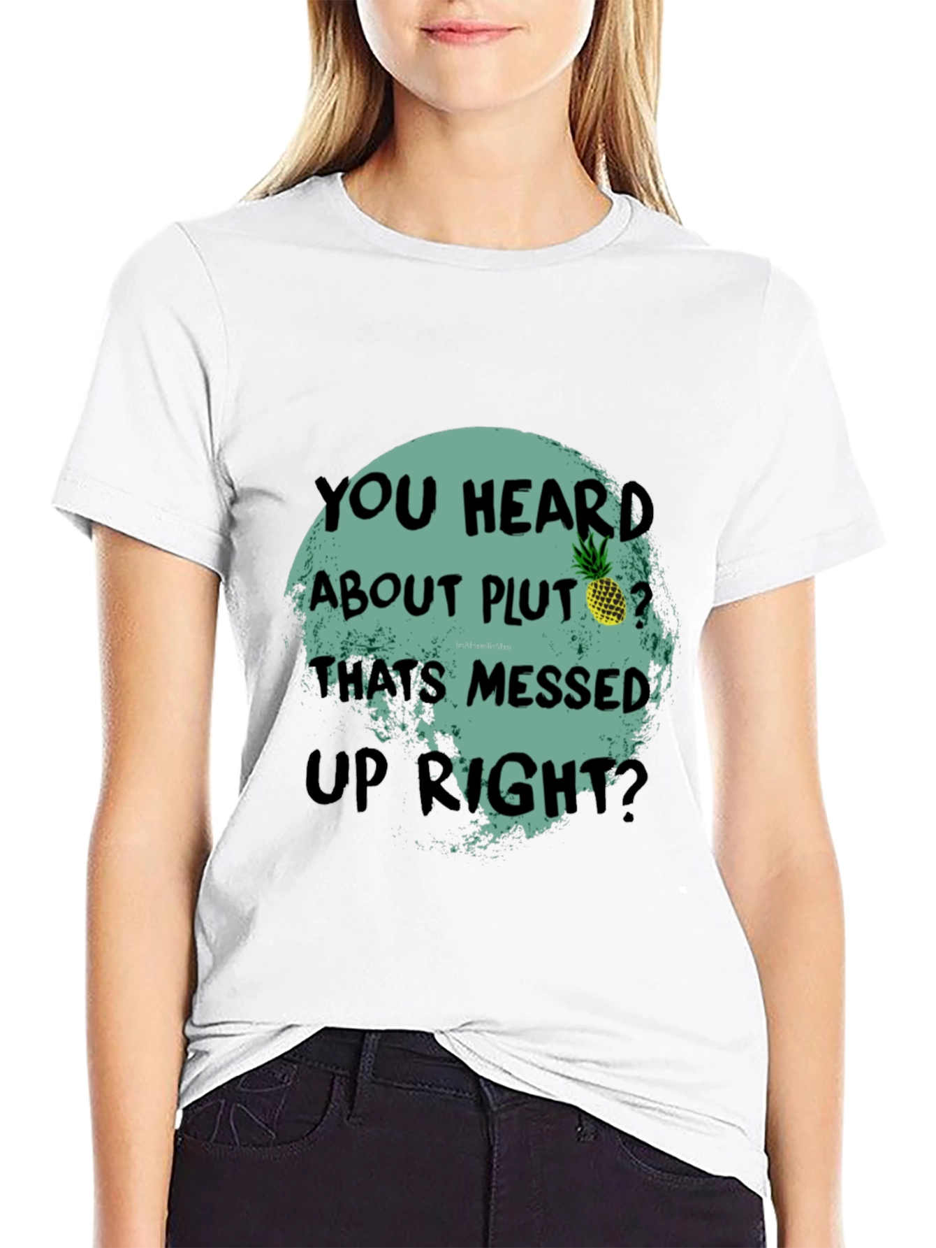 Funny Pluto Pineapple Graphic Tee - Unique Statement T-Shirt