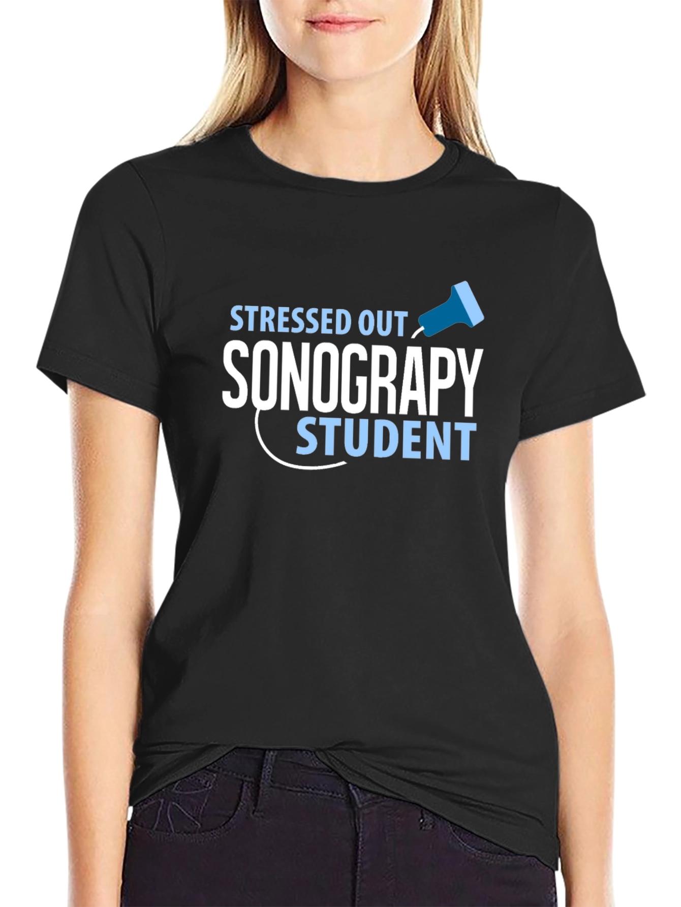 Stressed Out Sonography Student Black T-Shirt