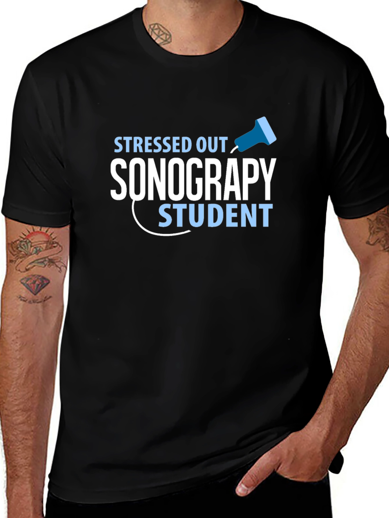 Stressed Out Sonography Student Black T-Shirt