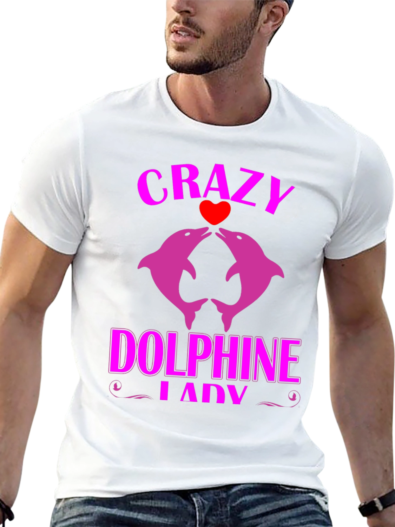 Crazy Dolphin Lady Graphic Tee