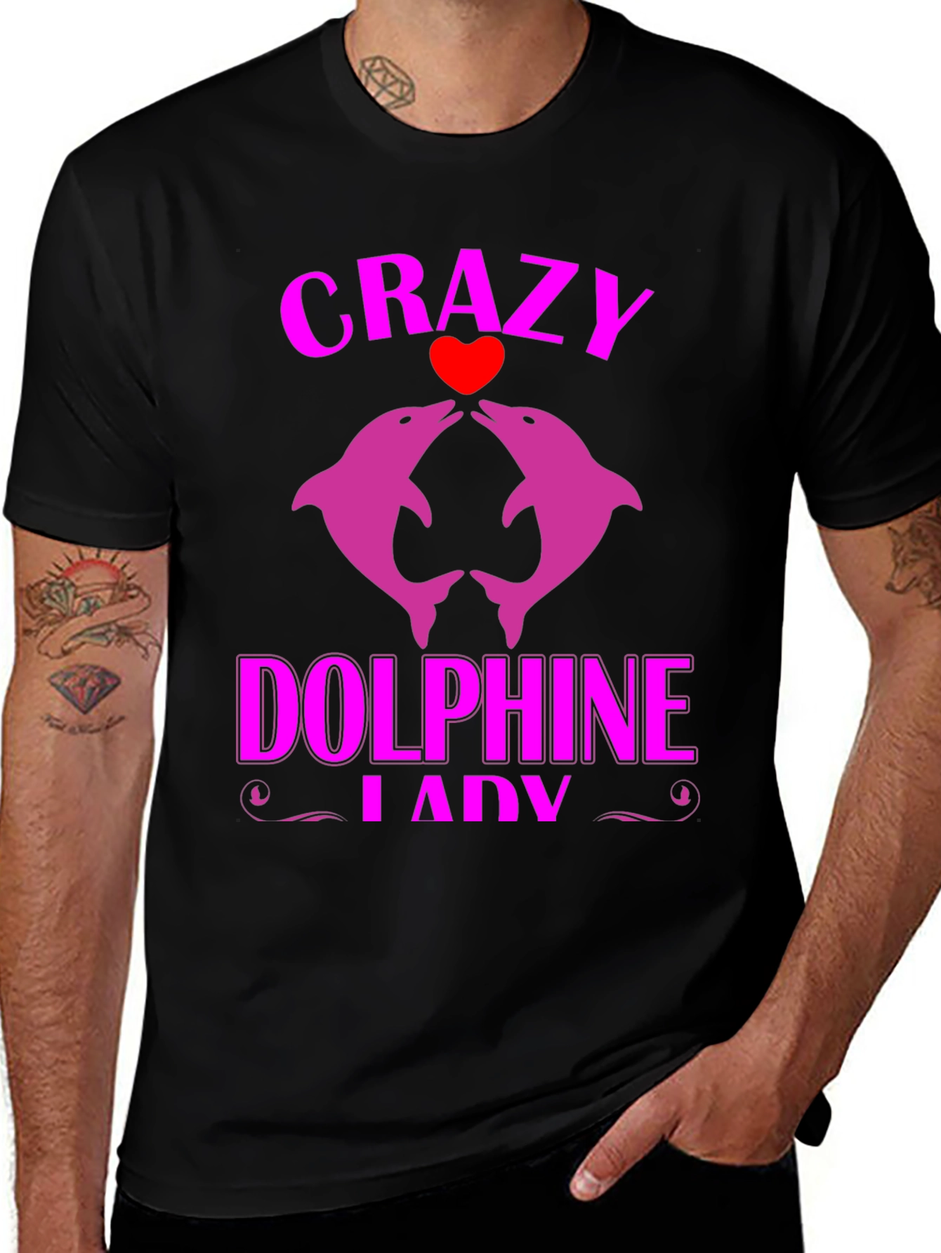 Crazy Dolphin Lady Graphic Tee