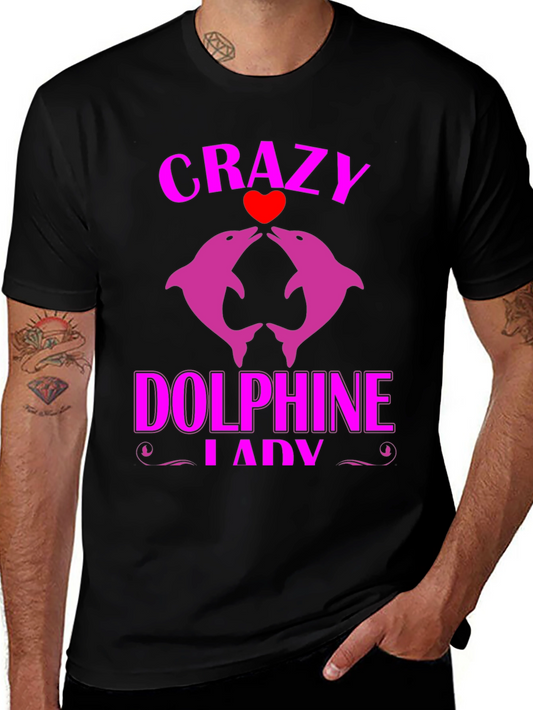 Crazy Dolphin Lady Graphic Tee