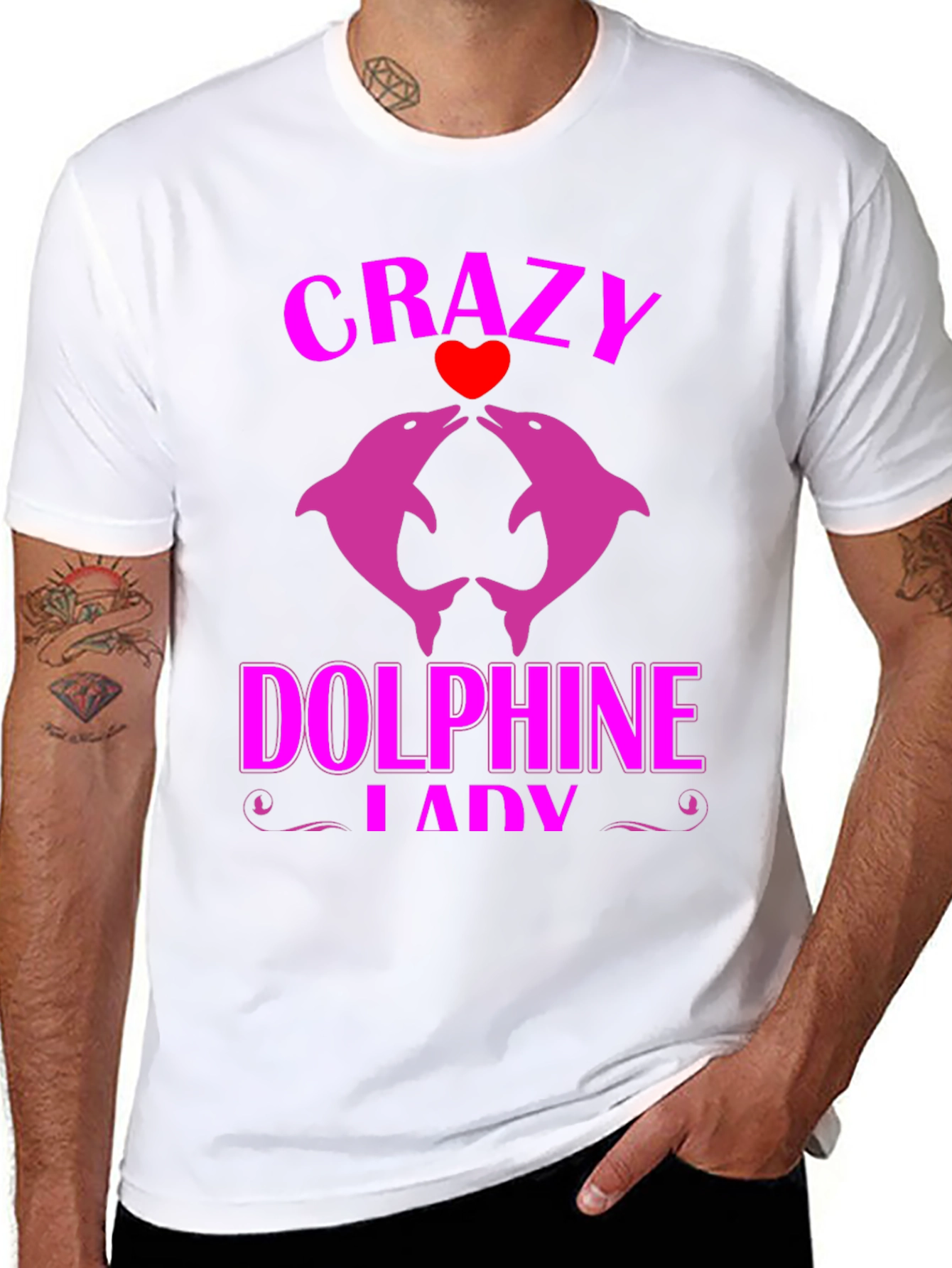 Crazy Dolphin Lady Graphic Tee