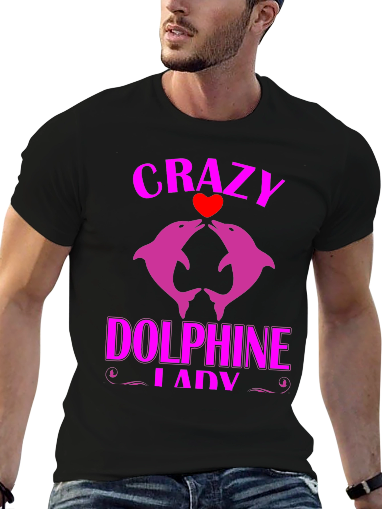 Crazy Dolphin Lady Graphic Tee
