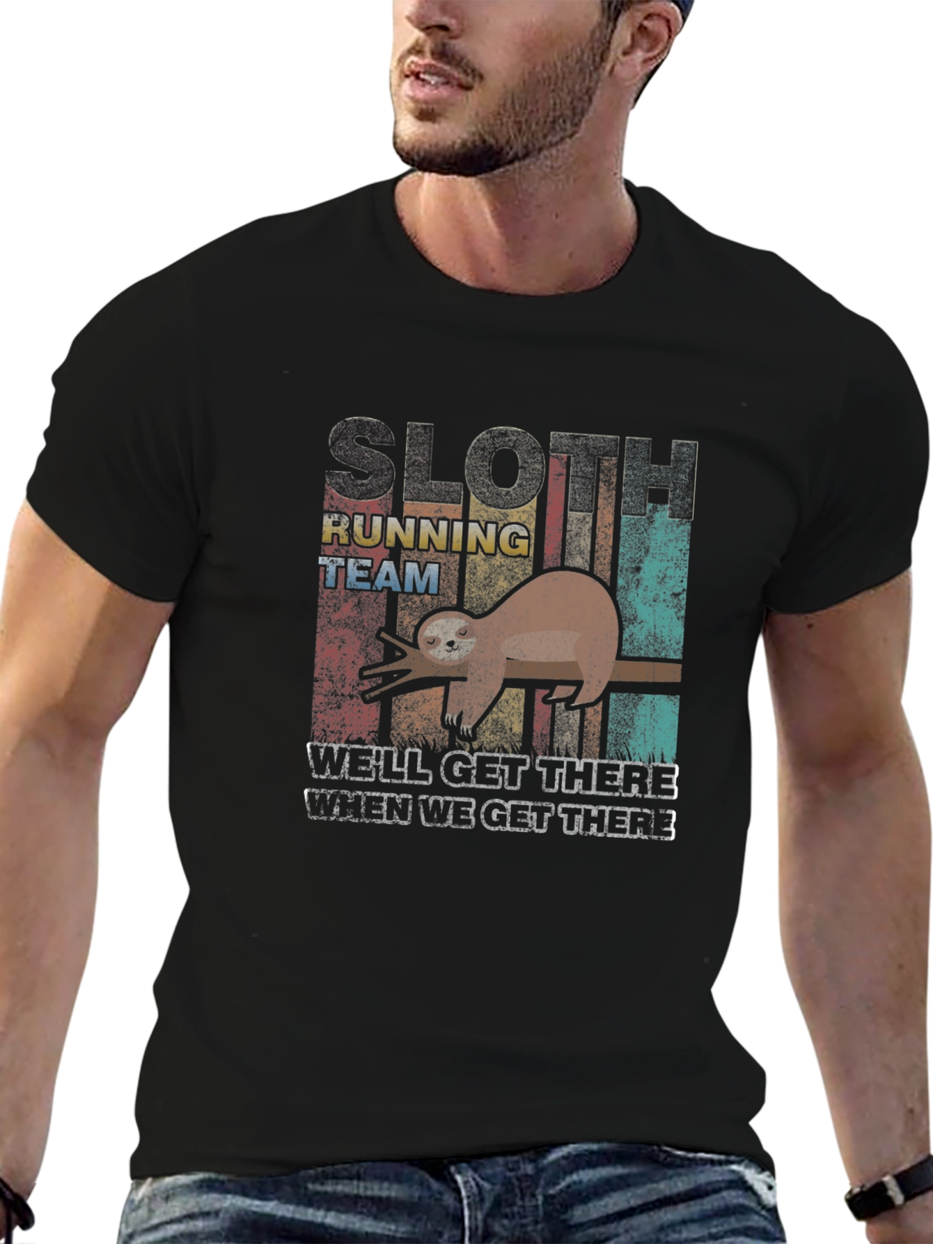 Sloth Running Team Graphic T-Shirt - Funny Novelty Tee