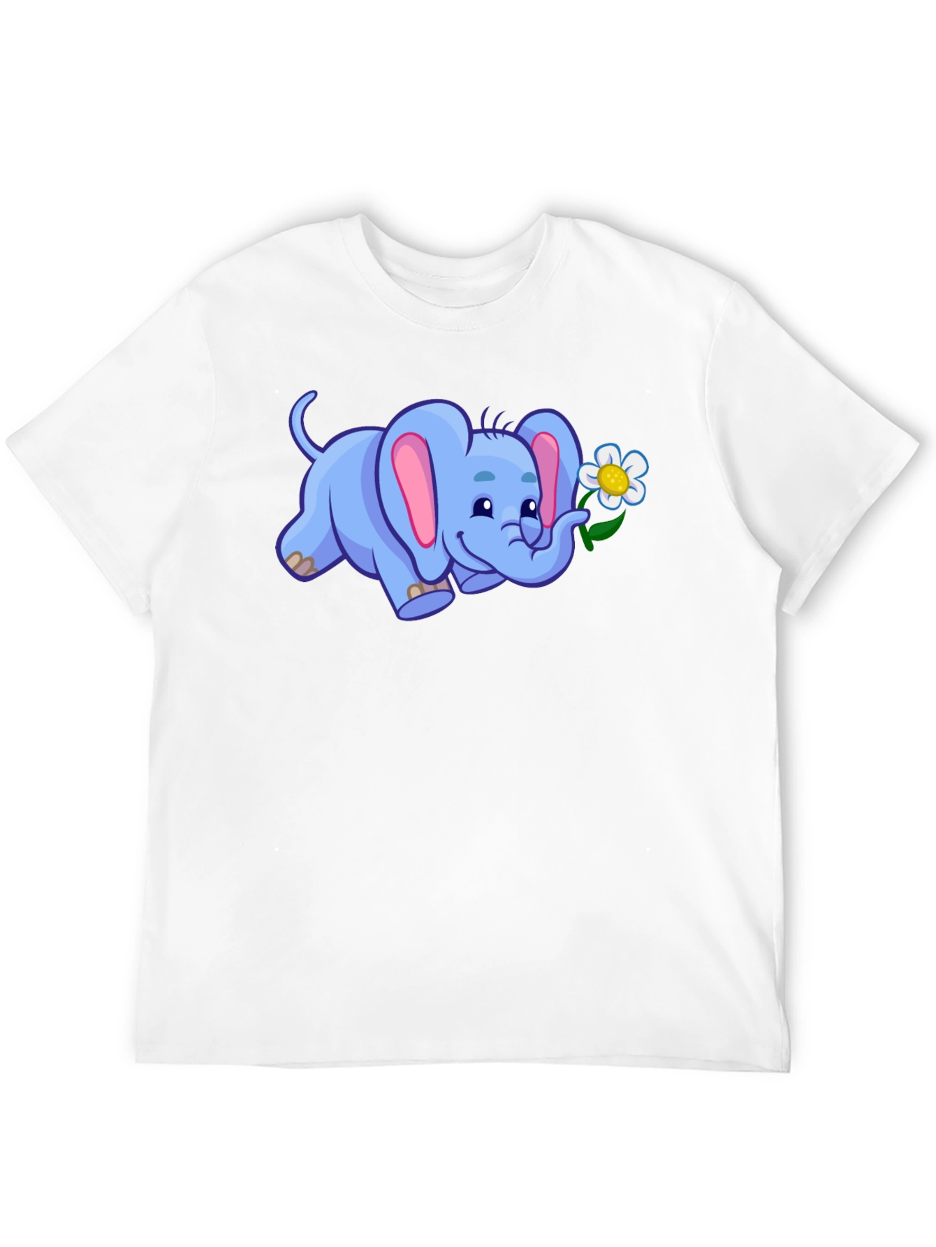 Cute Elephant with Flower Graphic T-Shirt