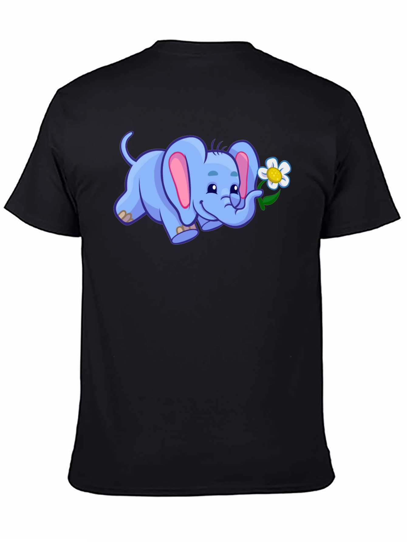 Cute Elephant with Flower Graphic T-Shirt