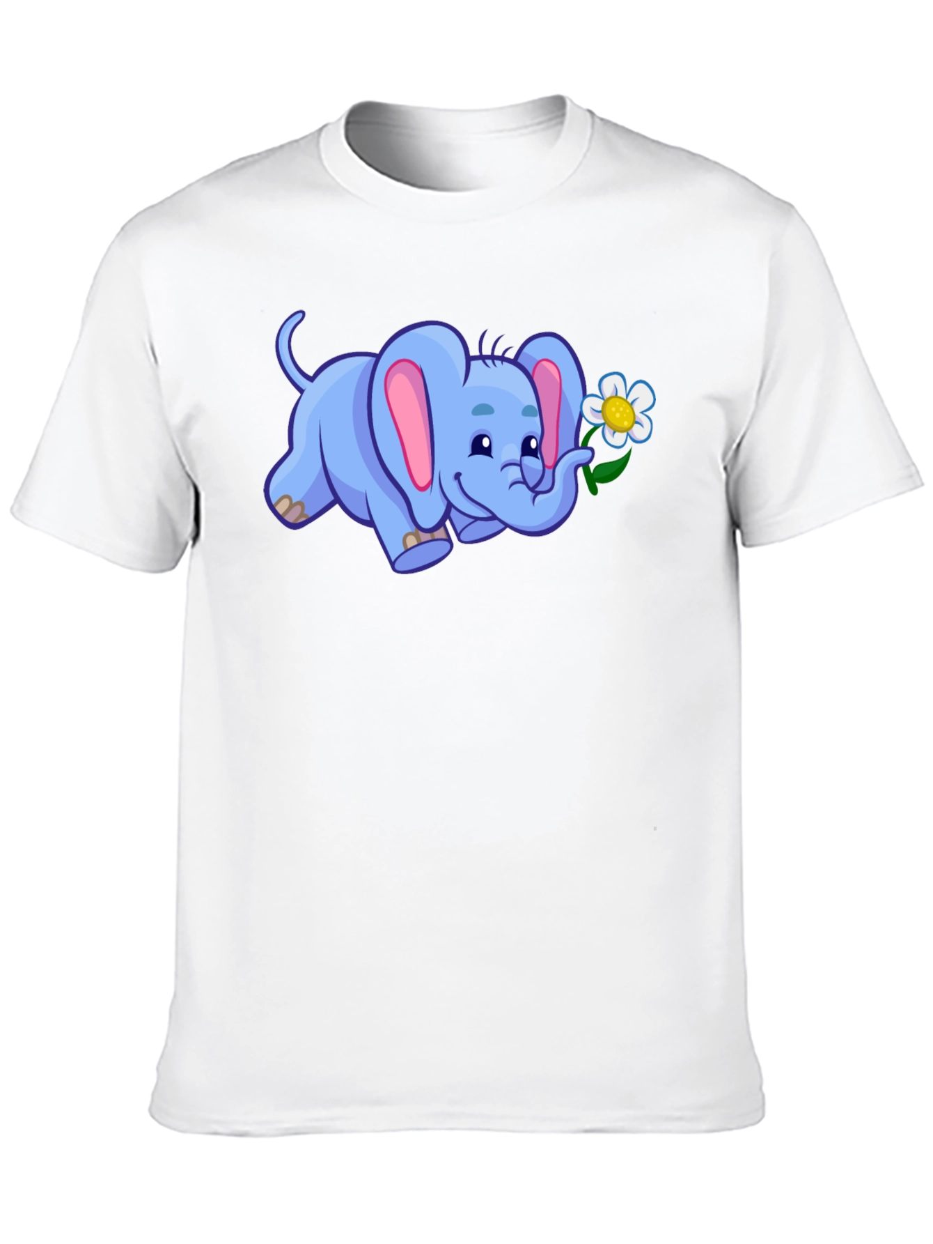 Cute Elephant with Flower Graphic T-Shirt