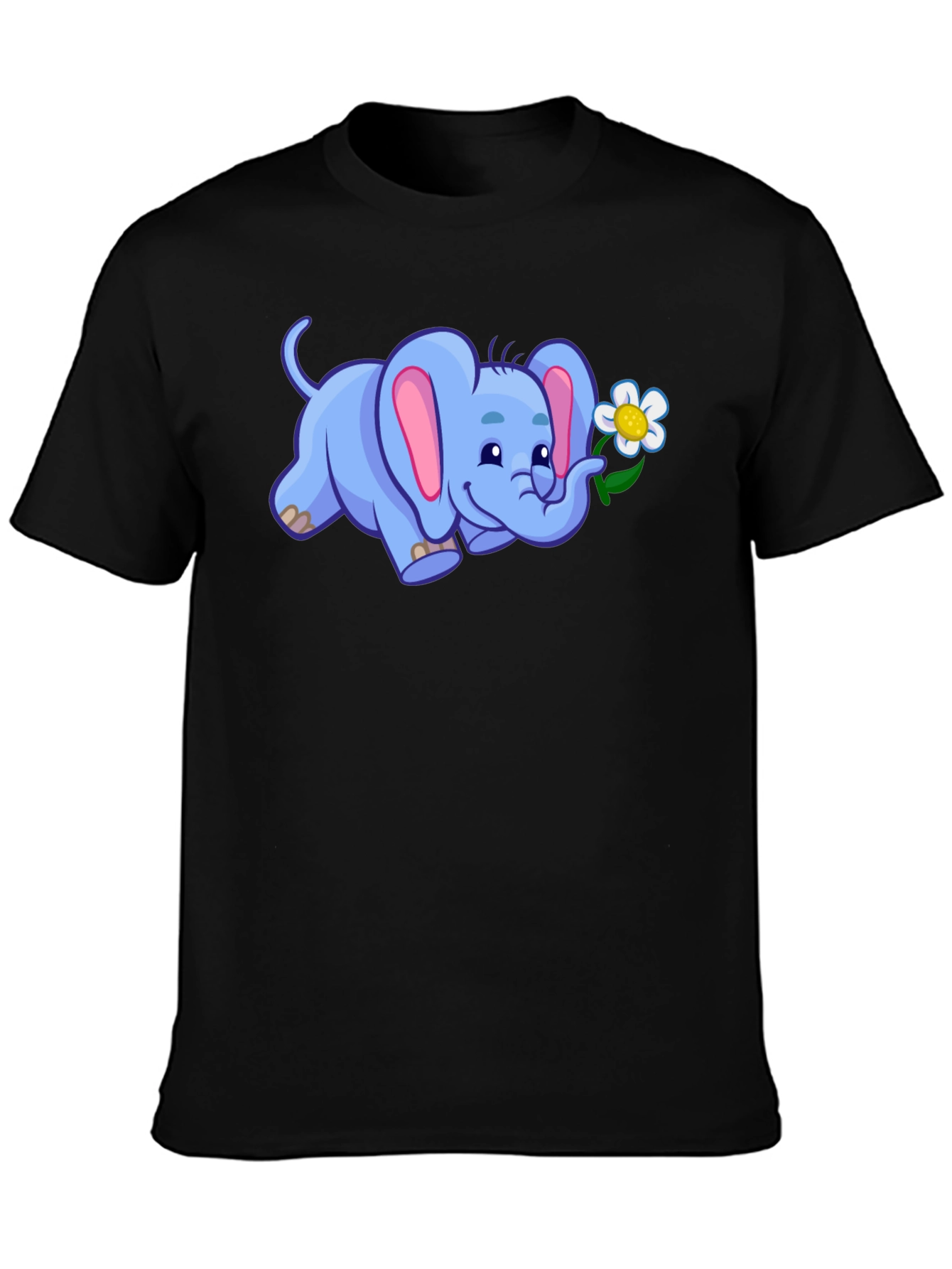 Cute Elephant with Flower Graphic T-Shirt
