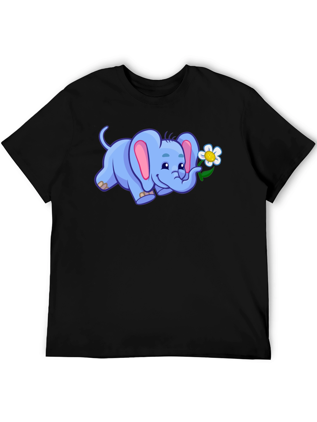 Cute Elephant with Flower Graphic T-Shirt