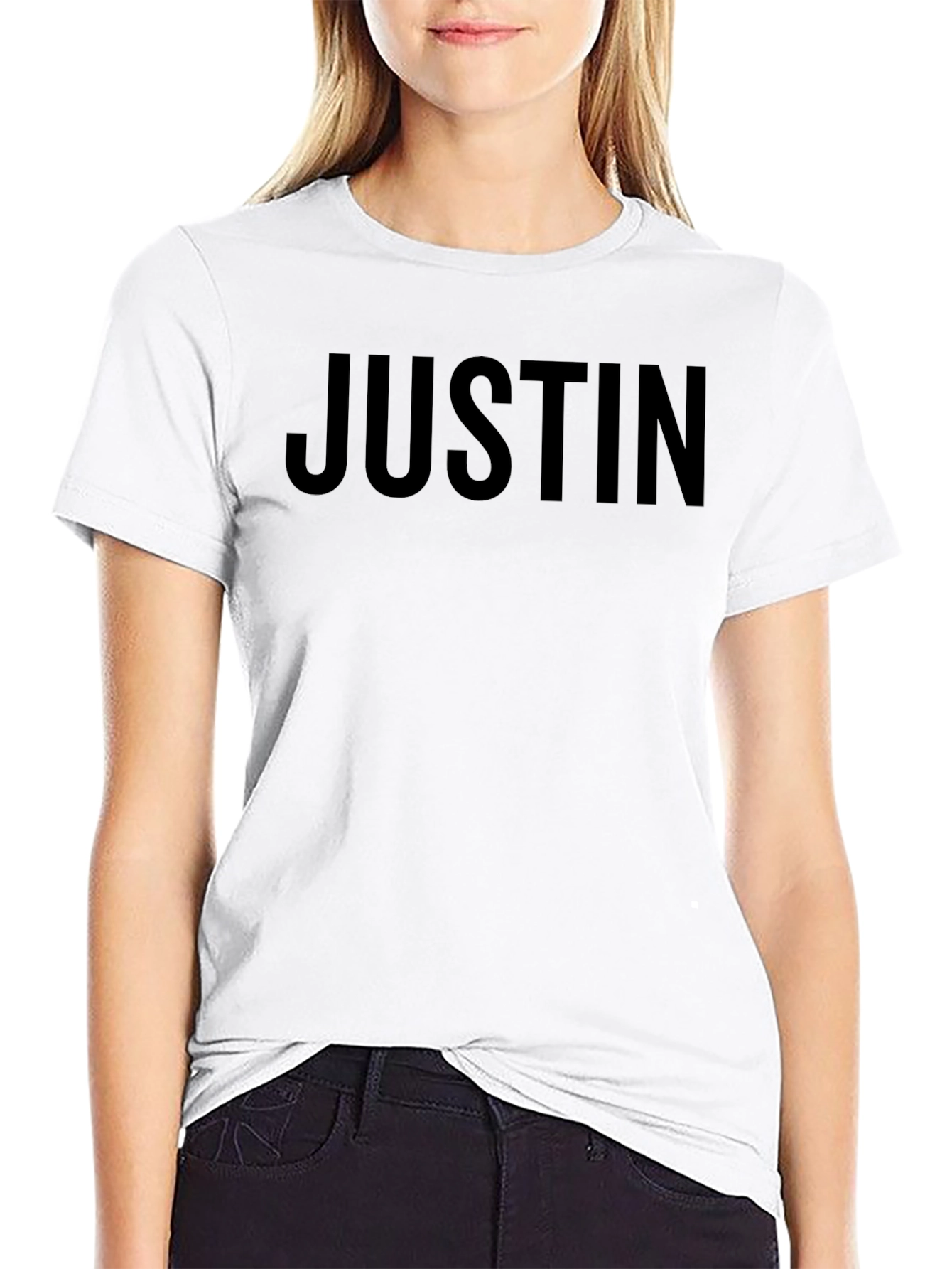 JUSTIN Printed Black Cotton T-Shirt