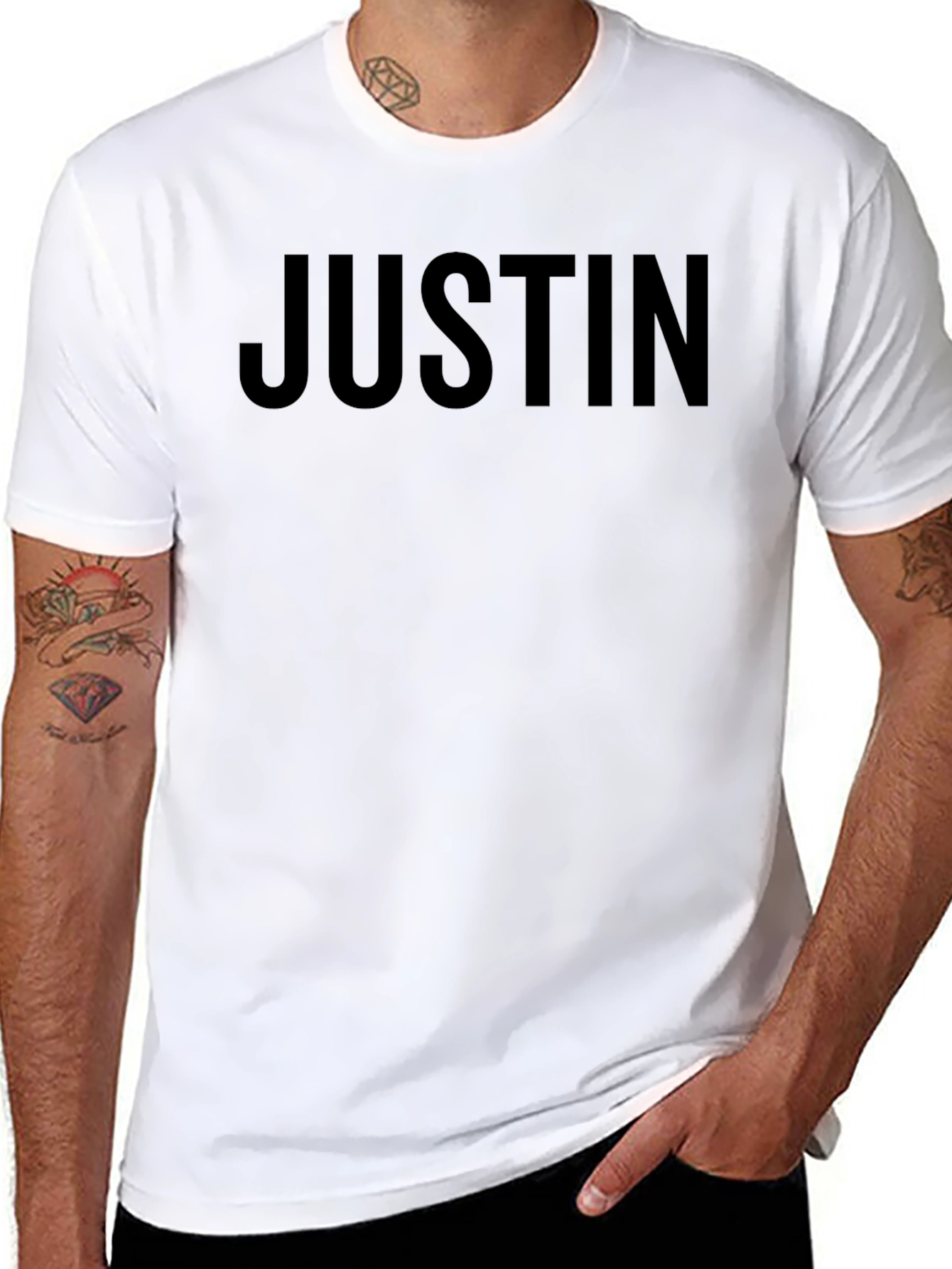 JUSTIN Printed Black Cotton T-Shirt